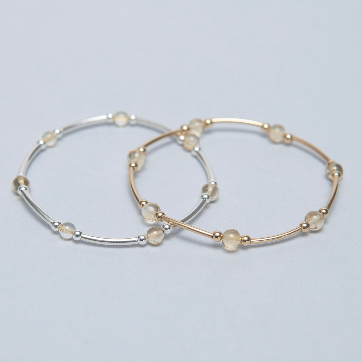 Birthstone November Citrine Beaded Lux Tube Bracelet