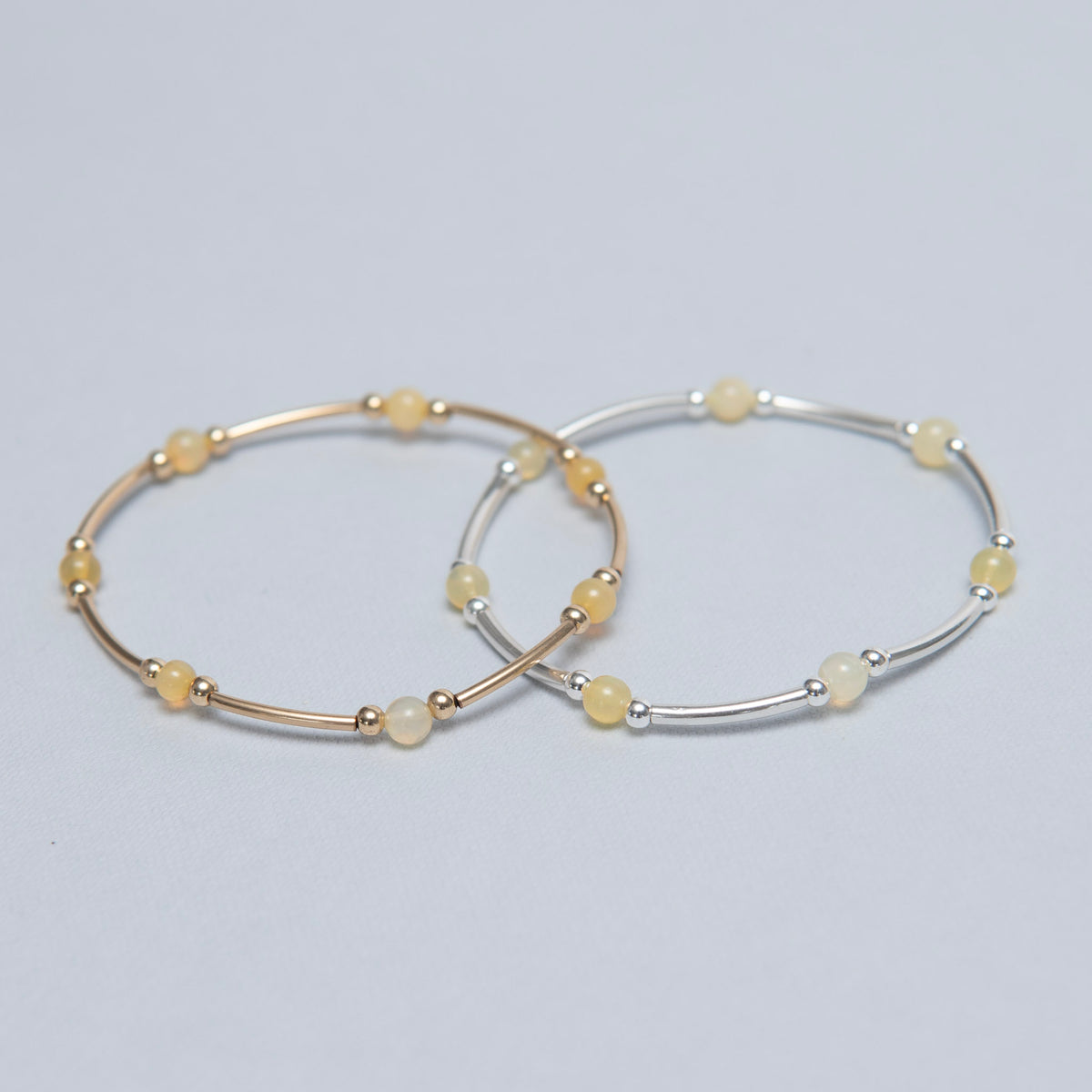 Birthstone October Opal Beaded Lux Tube Bracelet