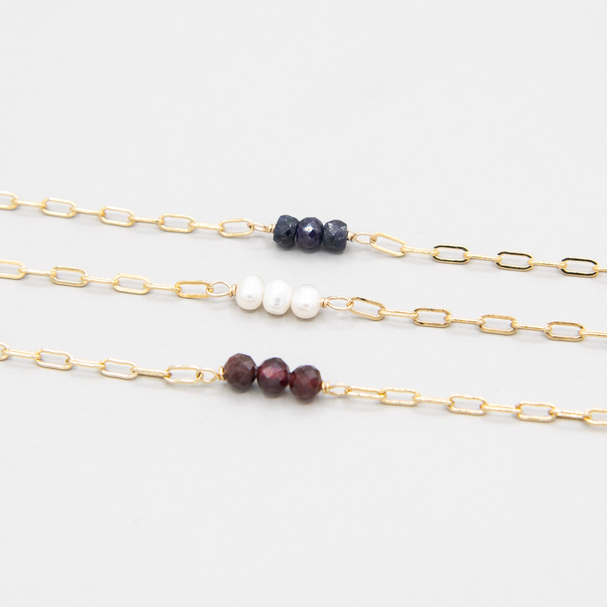 Birthstone Paper Clip Chain Bracelet