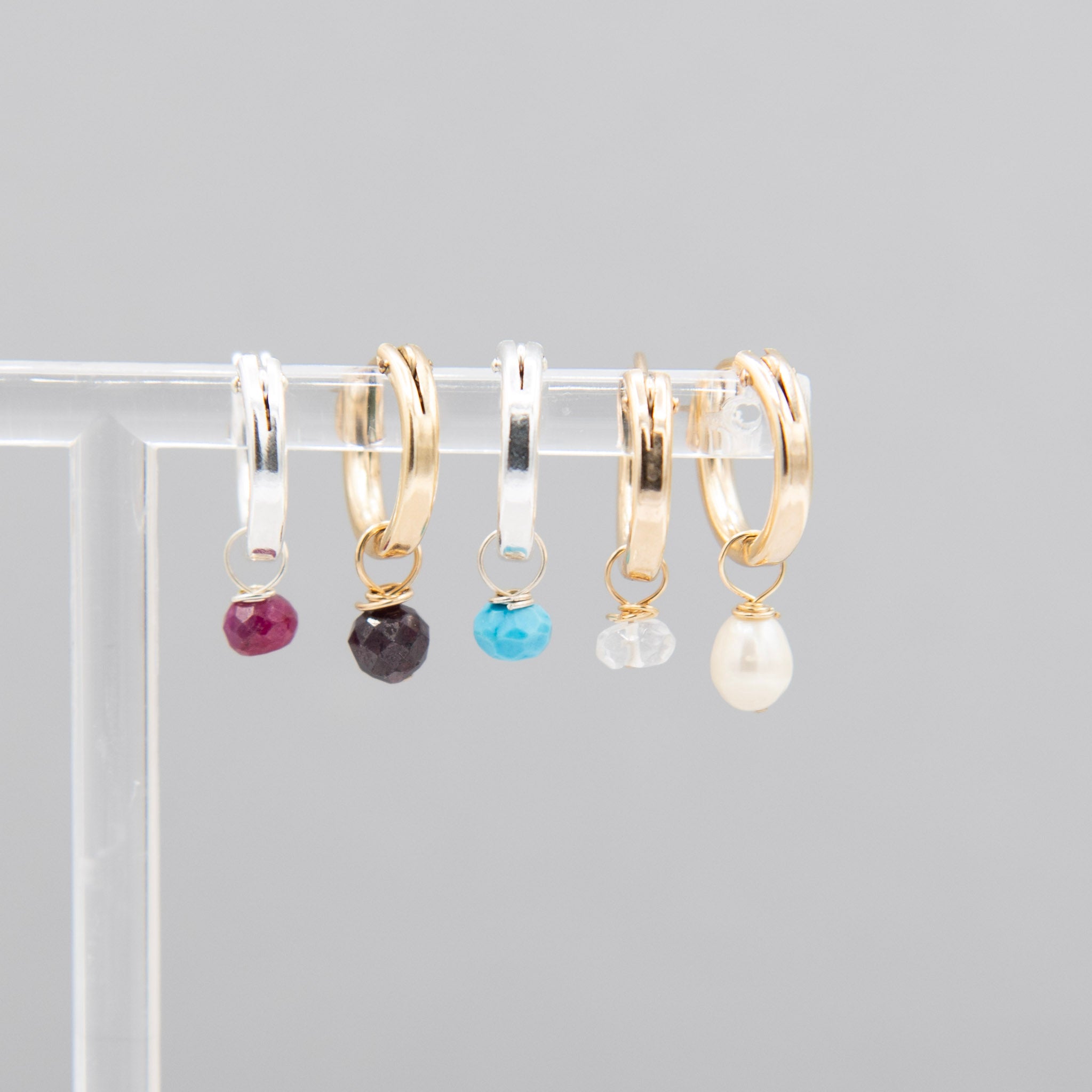 Tube Hoops & Birthstone Drops