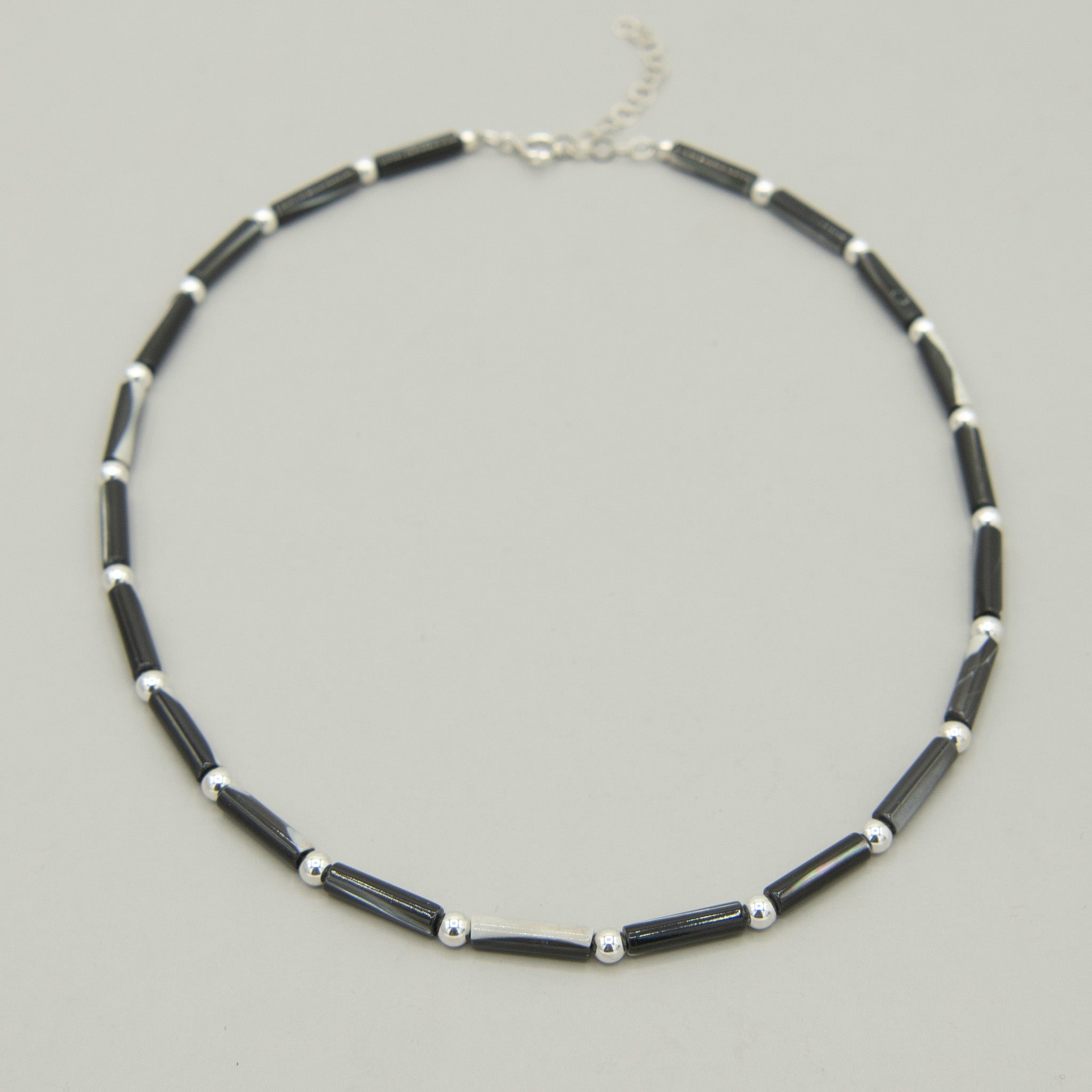 Black Mother of Pearl Beaded Lux Tube Necklace