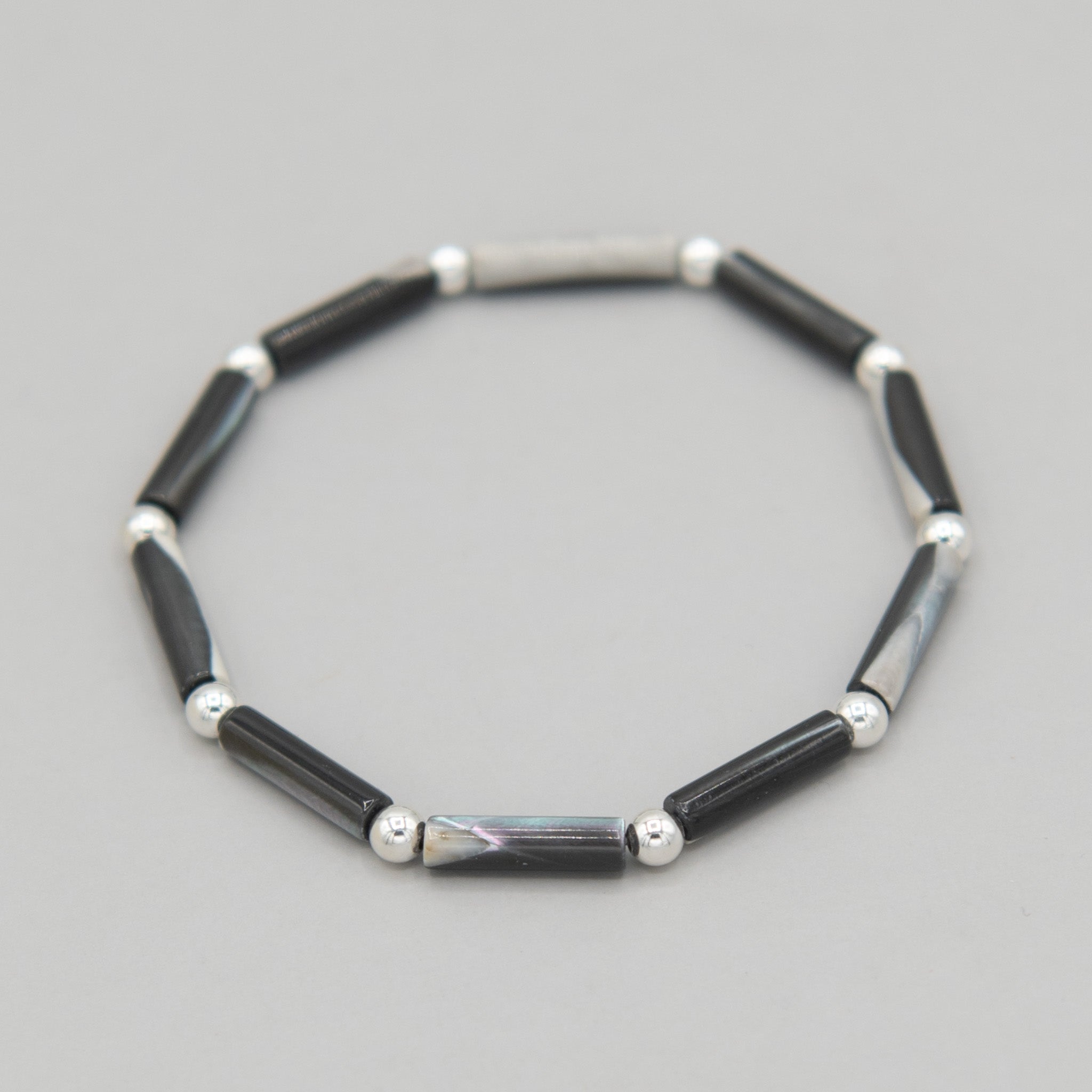 Black Mother of Pearl Beaded Lux Tube Bracelet