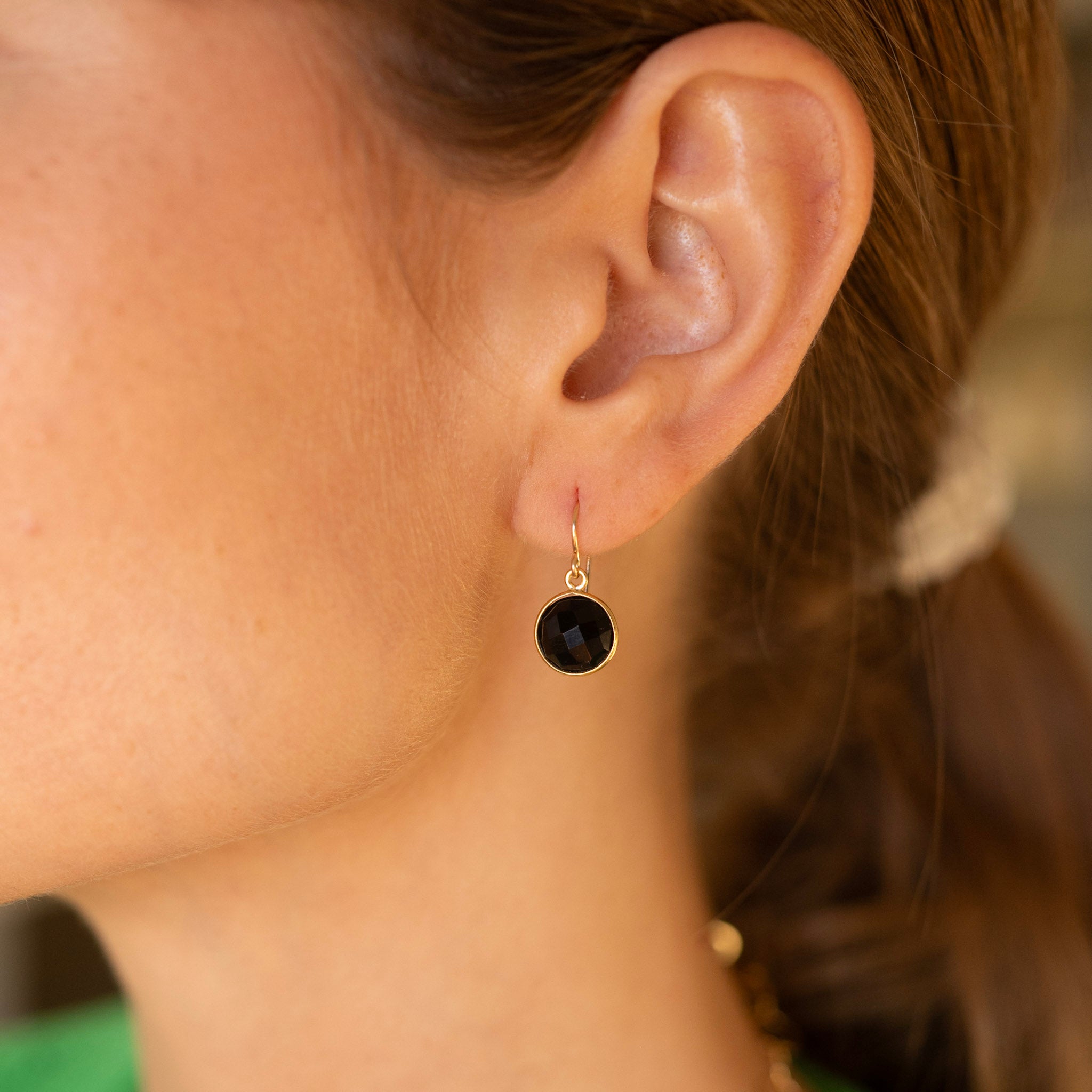 Black Onyx Bezel Set Earrings