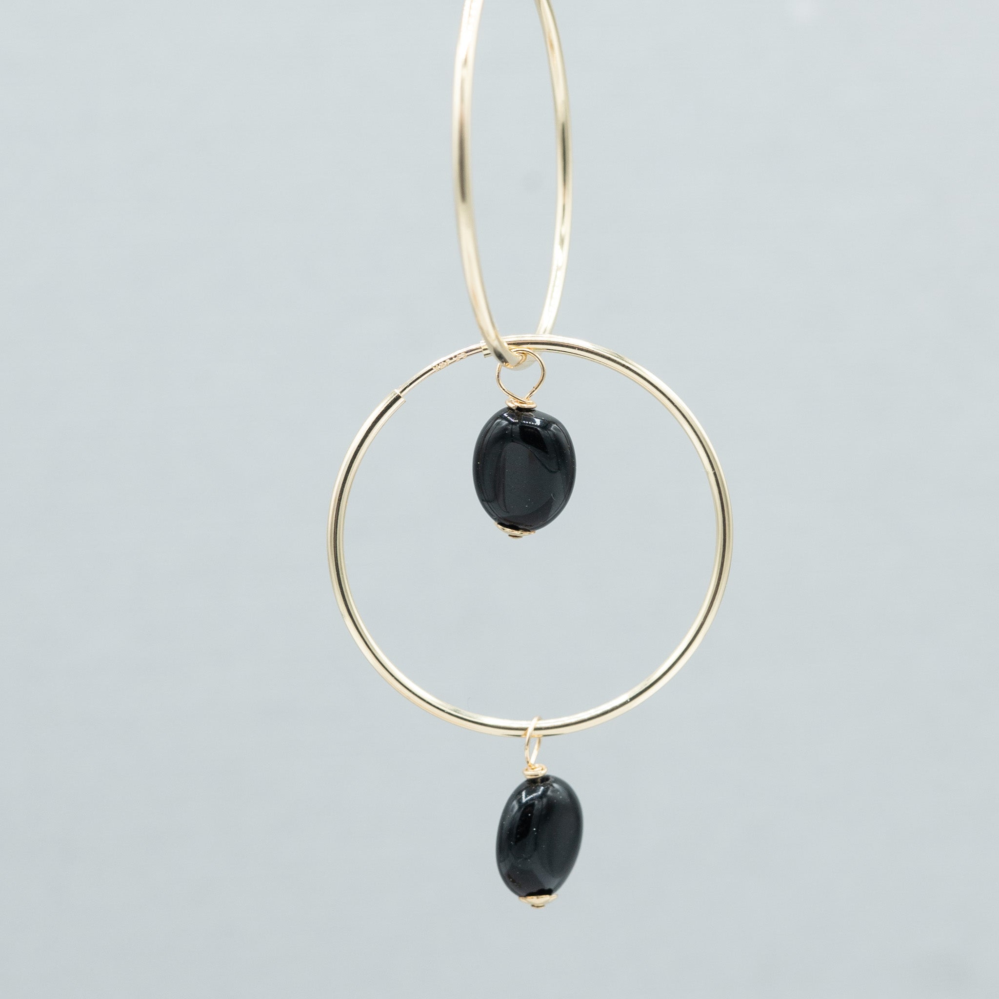 Black Onyx Oval Hoop Drops