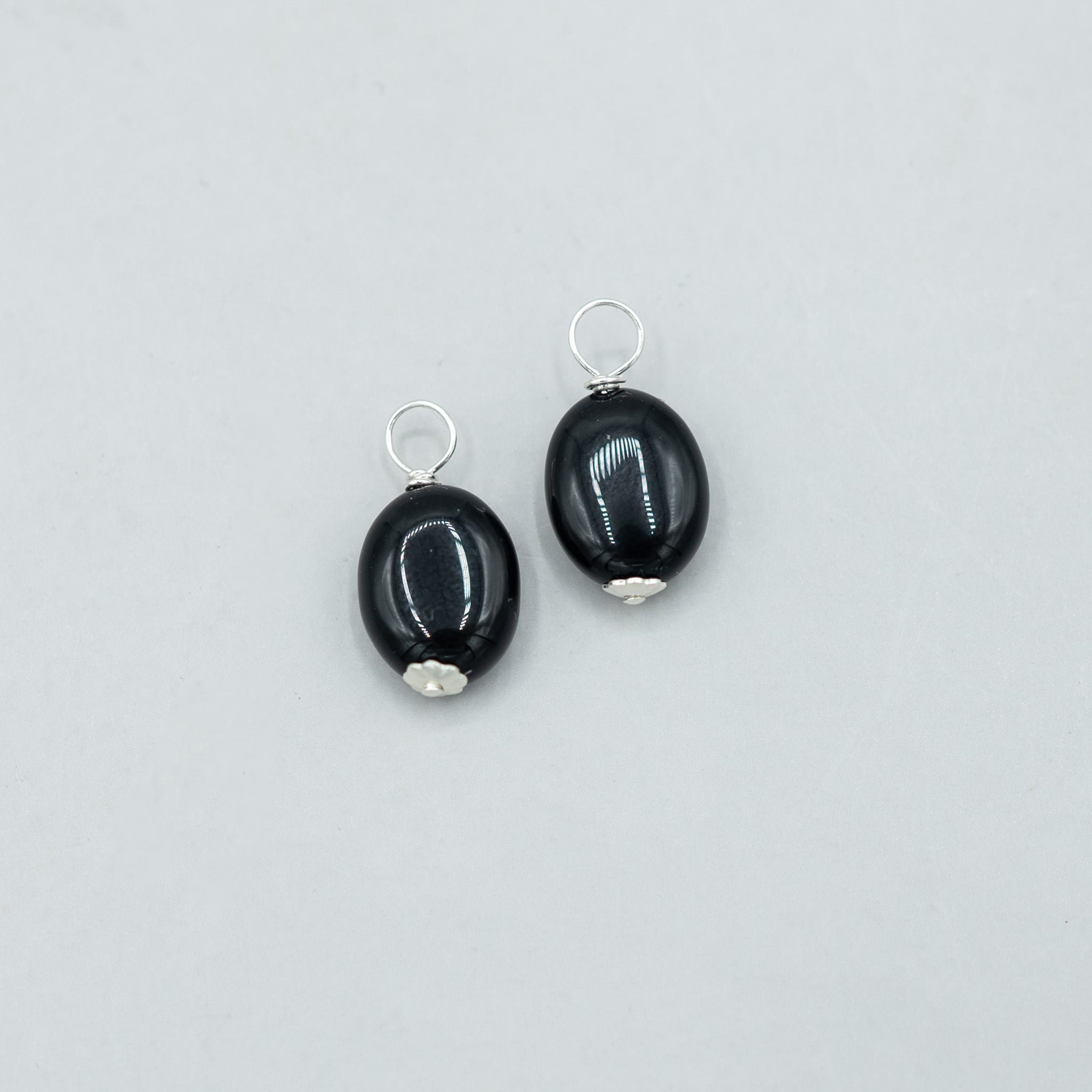 Black Onyx Oval Hoop Drops