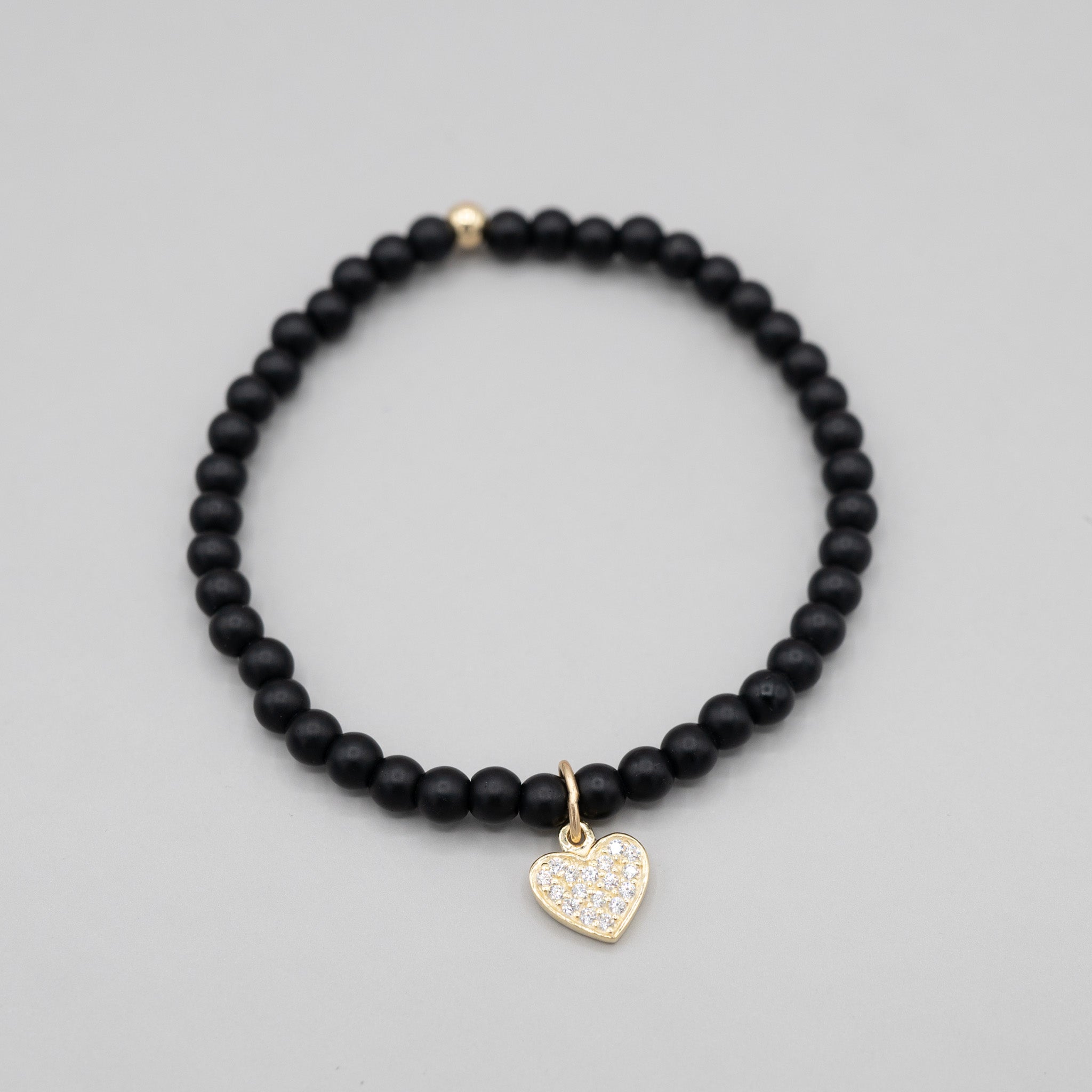 Black Onyx & Cubic Zirconia Heart Bracelet - Jewel Ya