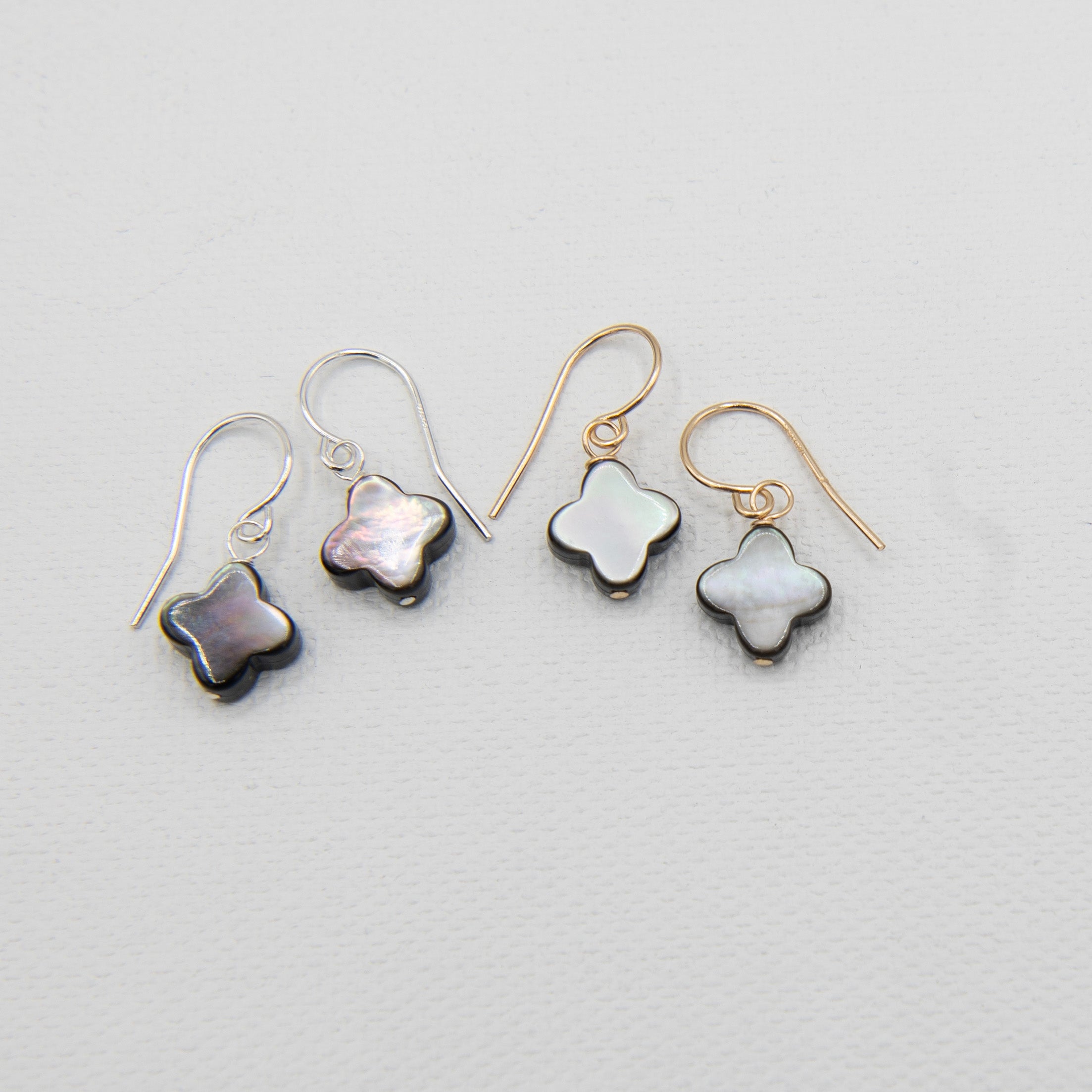 Black Mother of Pearl Clover Earrings