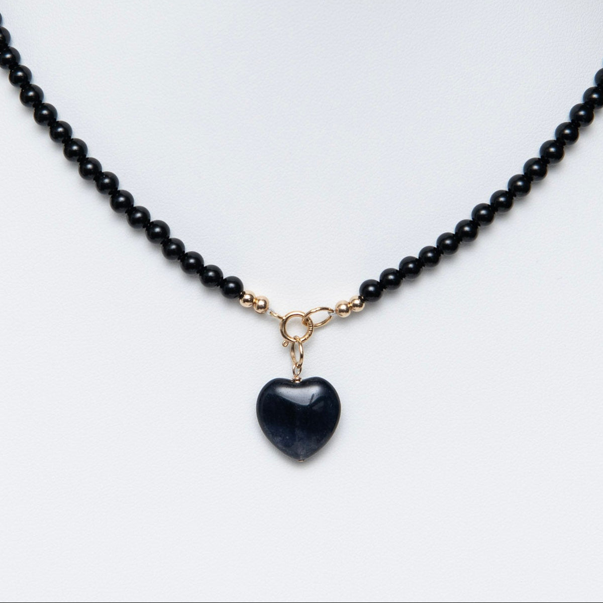Black Onyx & 14k Gold Filled Heart Necklace