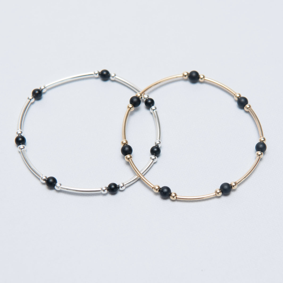 Black Onyx Beaded Lux Tube Bracelets