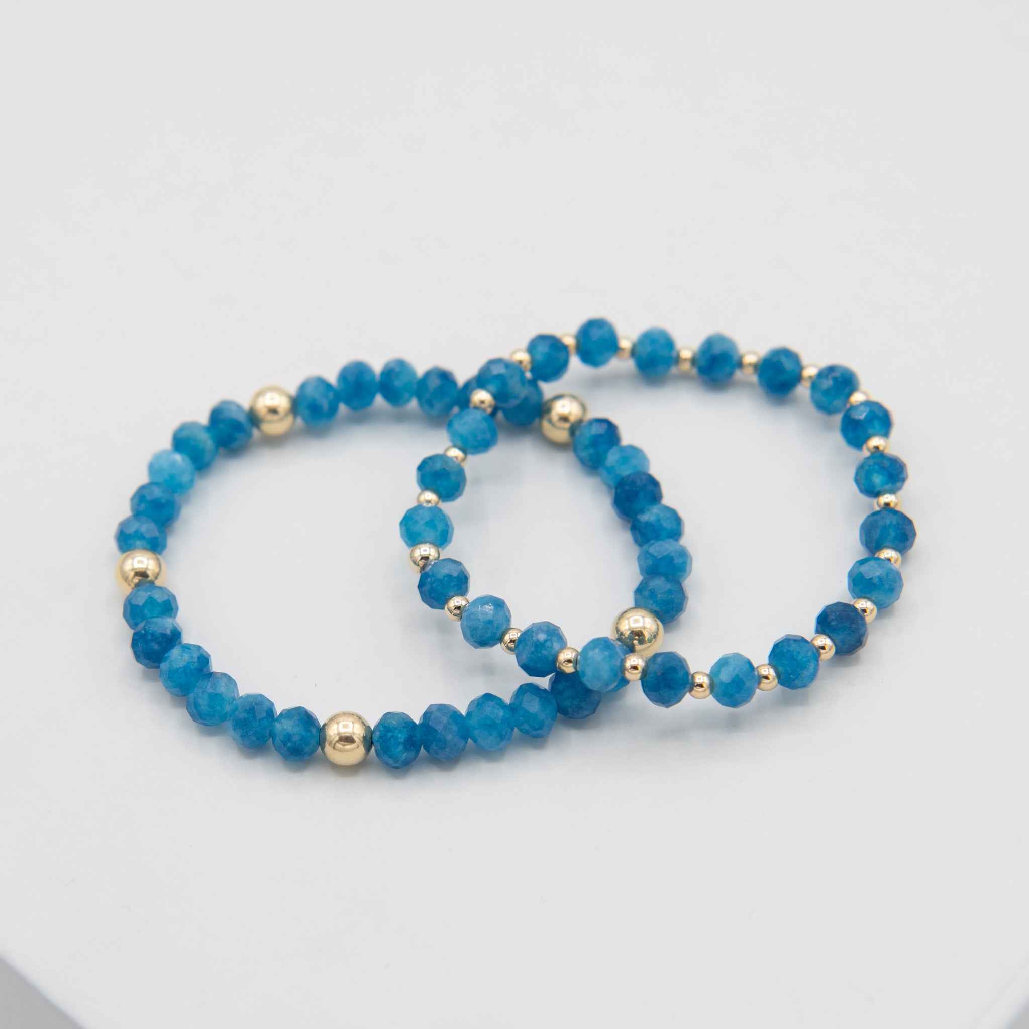 Aqua Blue Jade Beaded Lux Bracelet