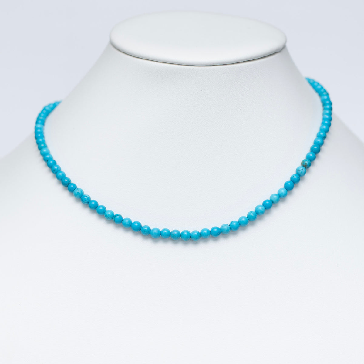 4mm Blue Turquoise Gemstone Necklace