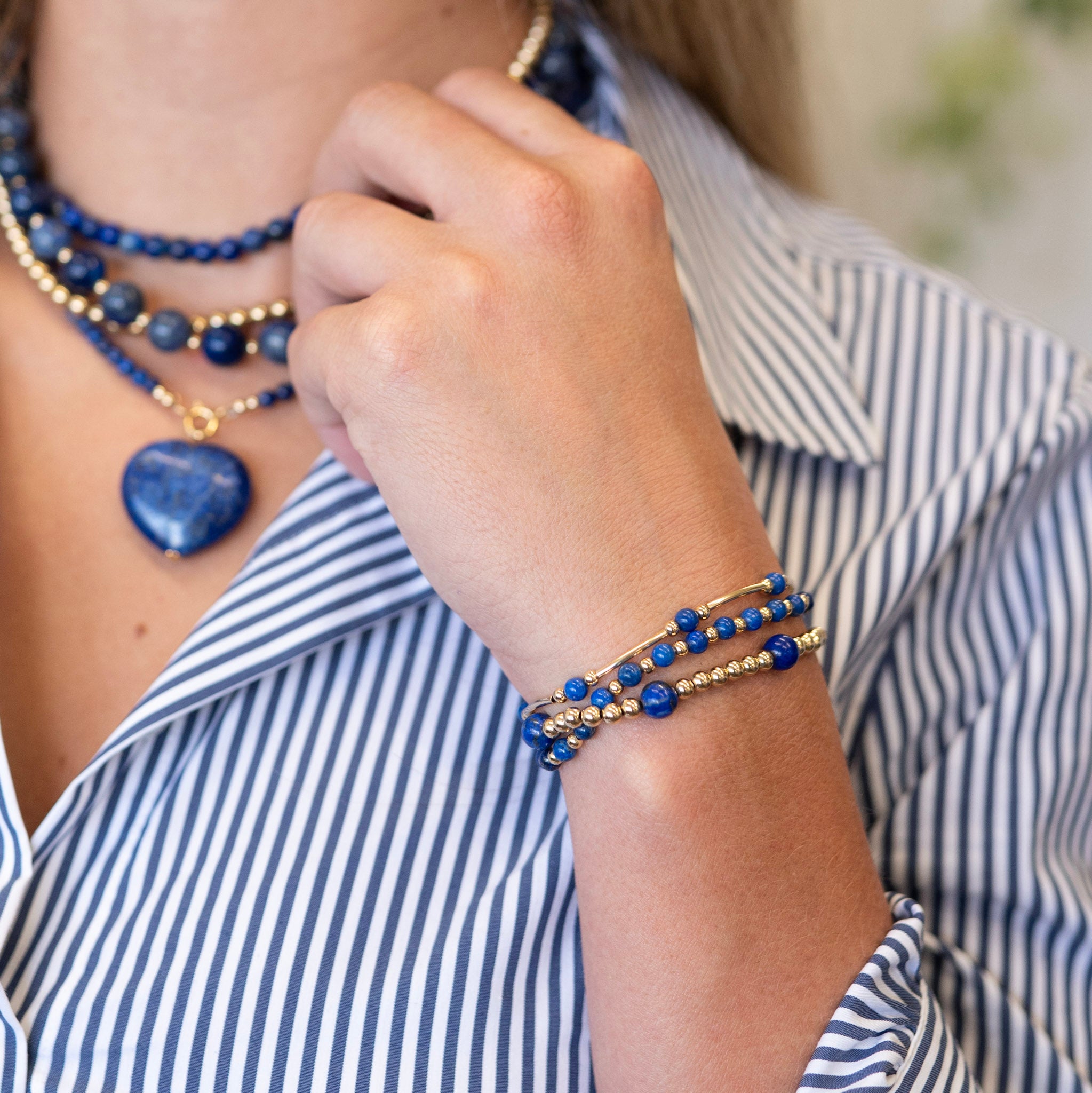 Bold Blue Lapis Bracelet Stacking Style