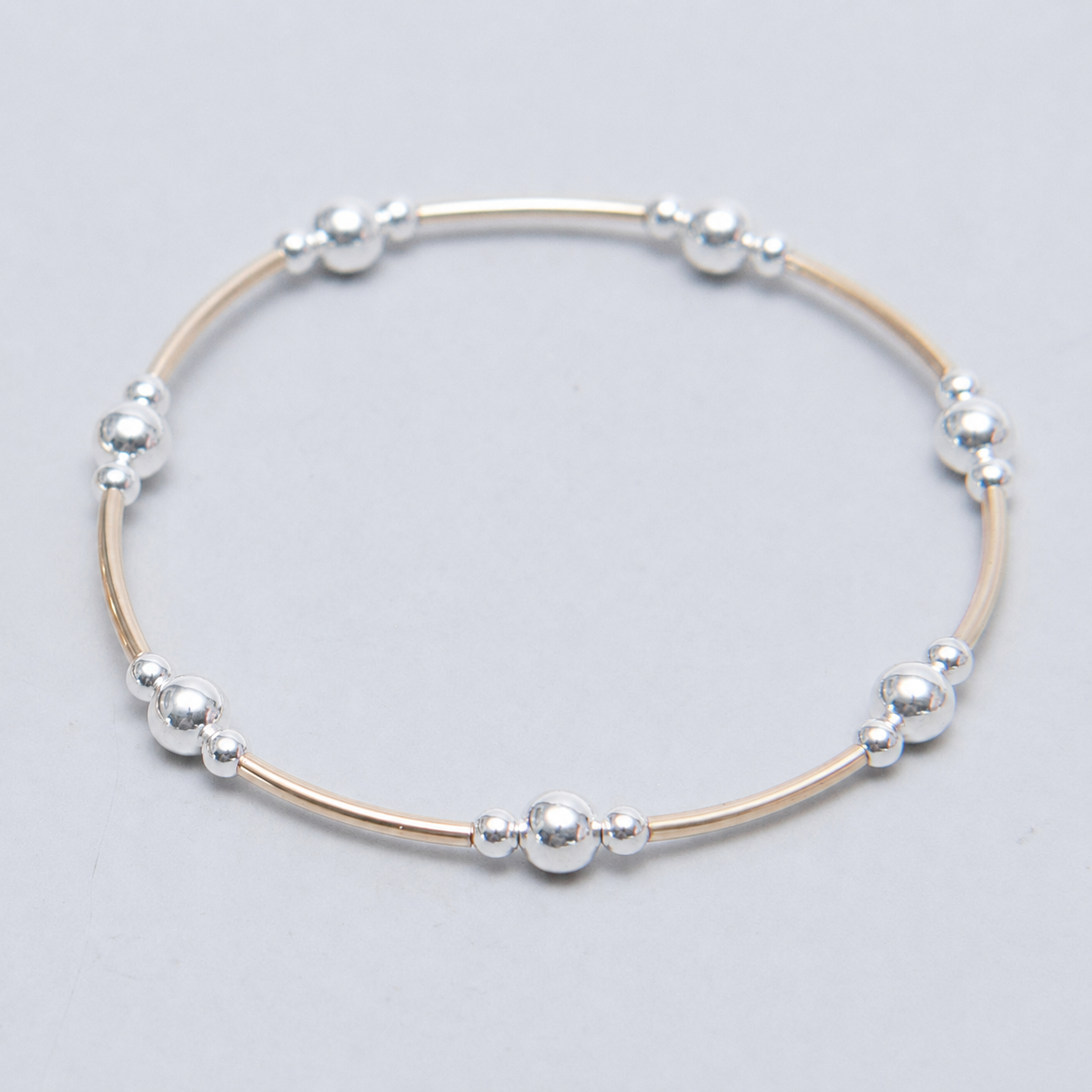 Mixed Metal Beaded Lux Tube Bracelet
