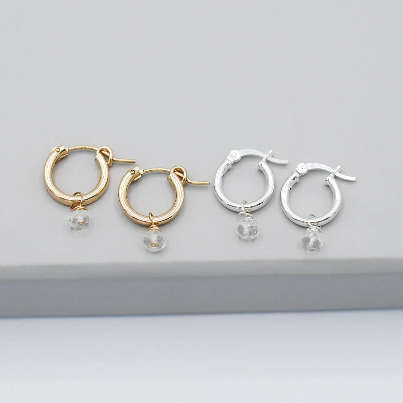 Tube Hoops & Birthstone Drops