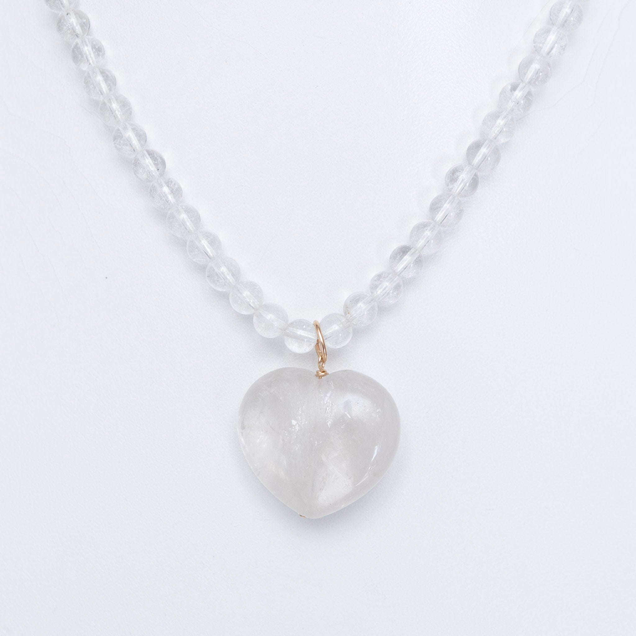Crystal Quartz Beaded Heart Necklace