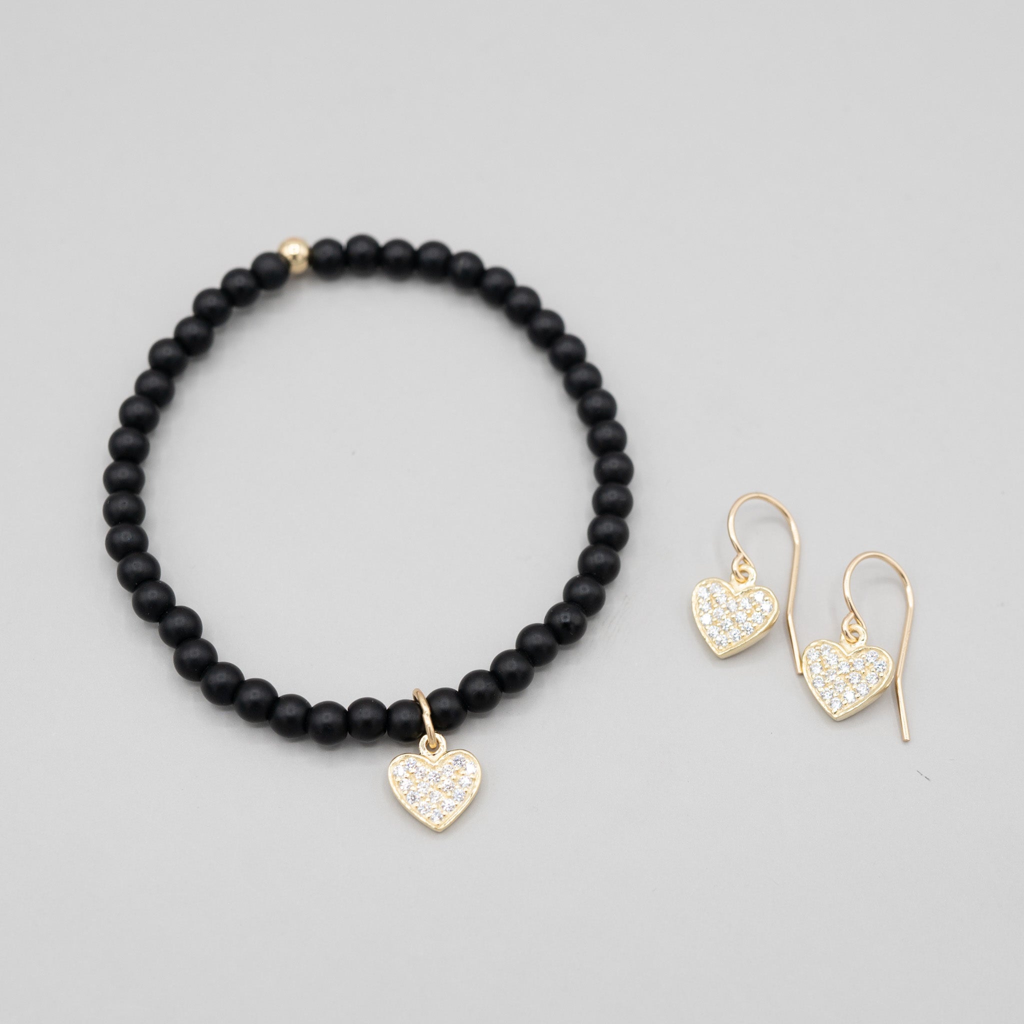 Cubic Zirconia Heart Bracelet & Earring Set