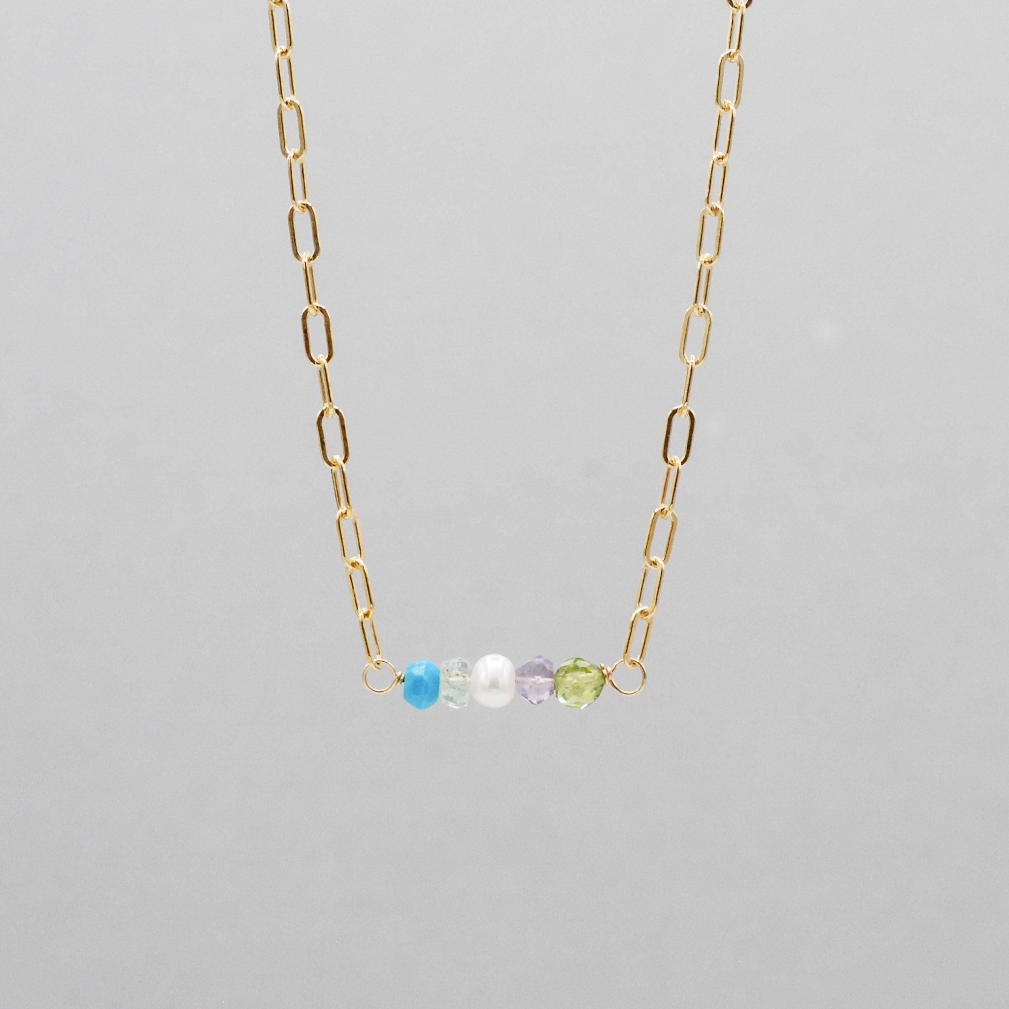 'My People' Birthstone Paper Clip Necklace