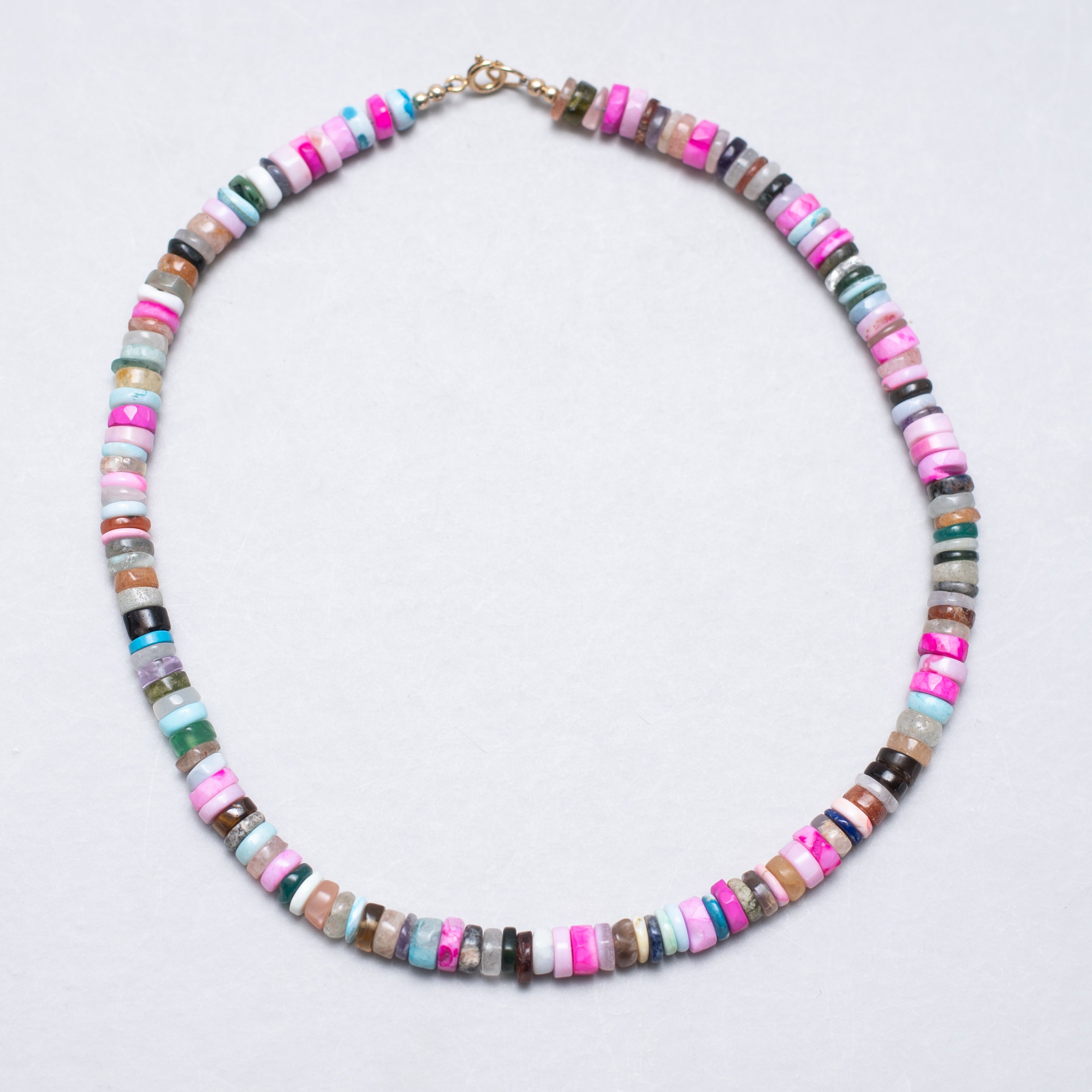 Disco Opal + Gemstone Slice Necklace