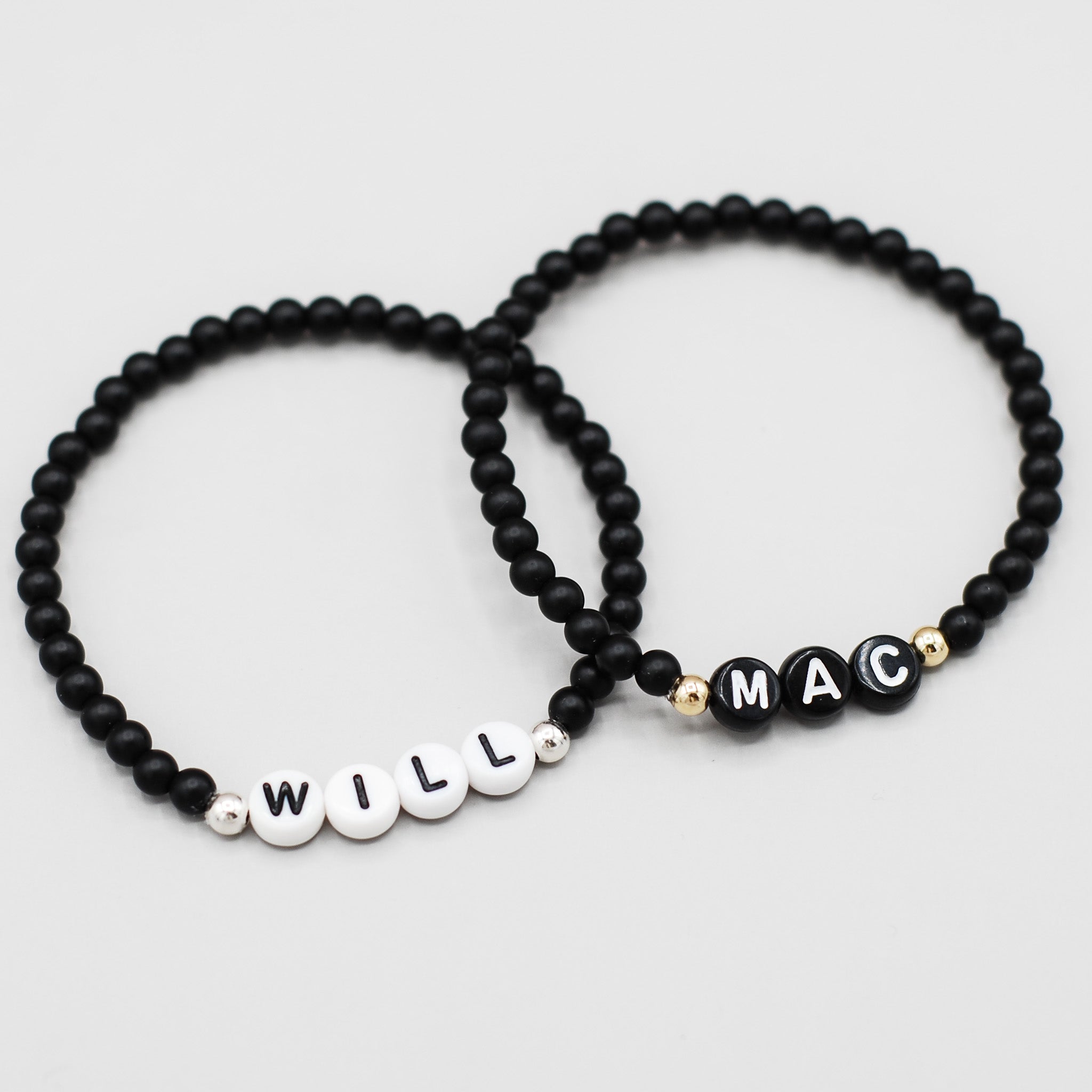 Personalized Matte Black Onyx Beaded Bracelet