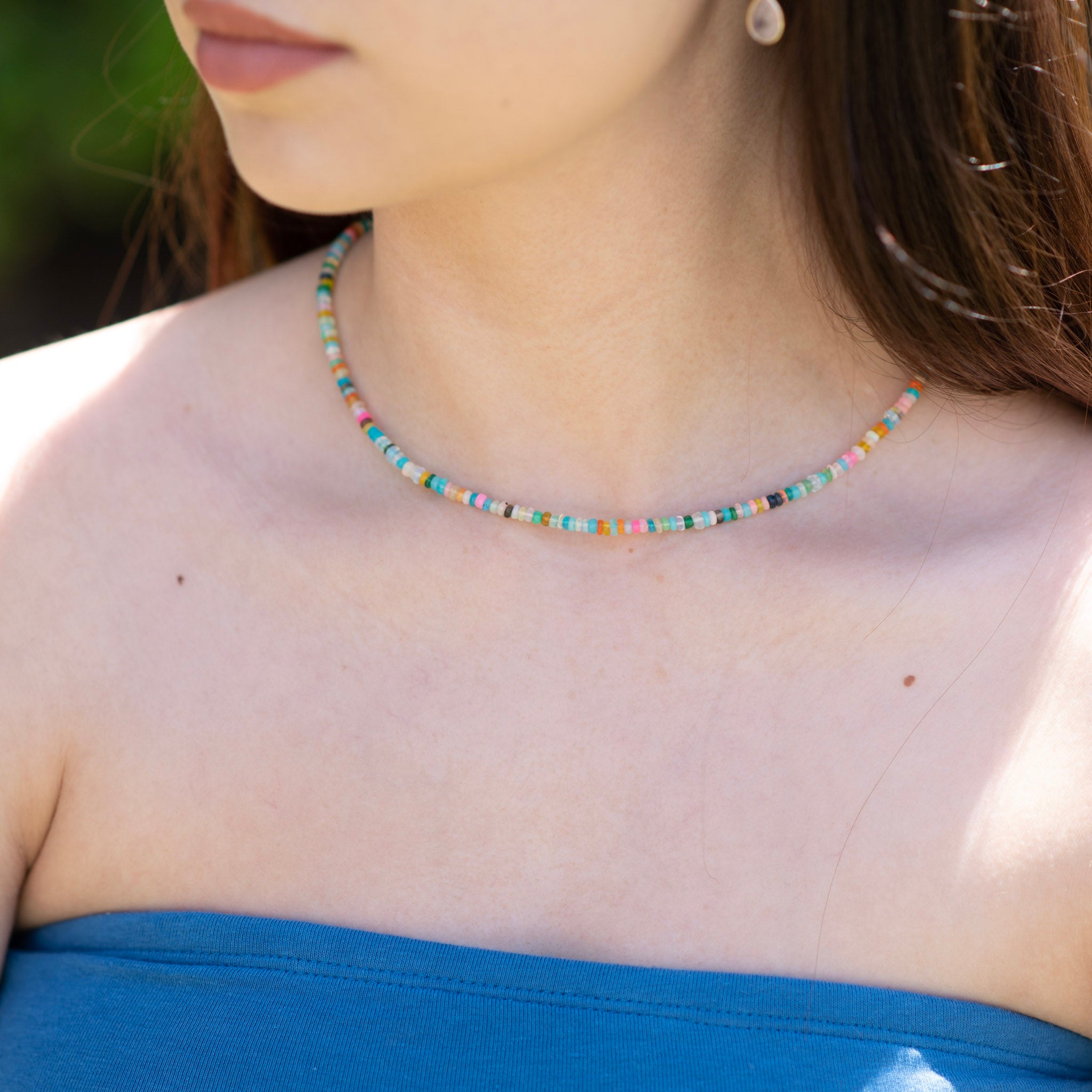 Ethiopian Multicolor Opal Beaded Necklace