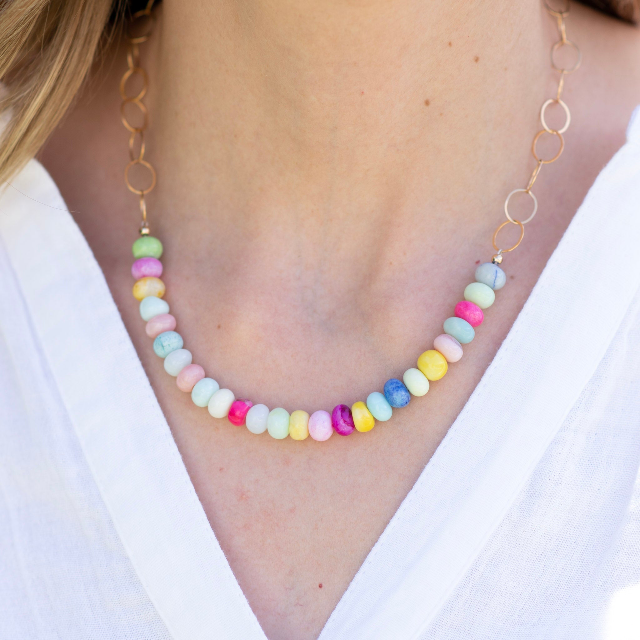 14k Gold Filled Chain + Peruvian Opal Necklace