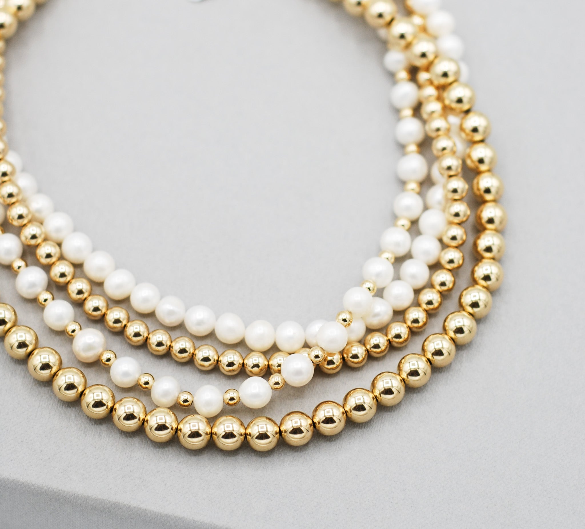 14k Gold Filled 6mm Beaded Lux Necklace