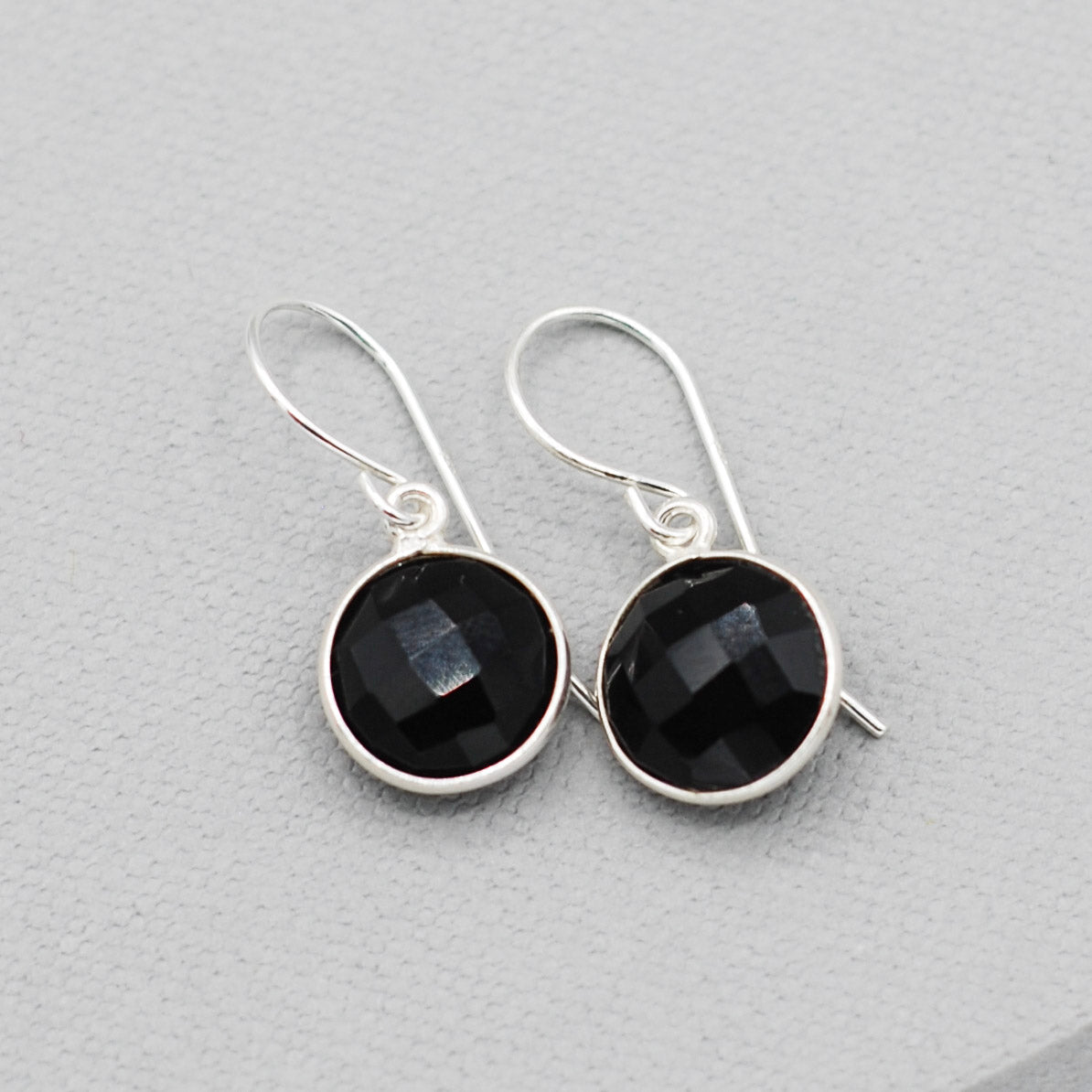 Black Onyx Bezel Set Earrings