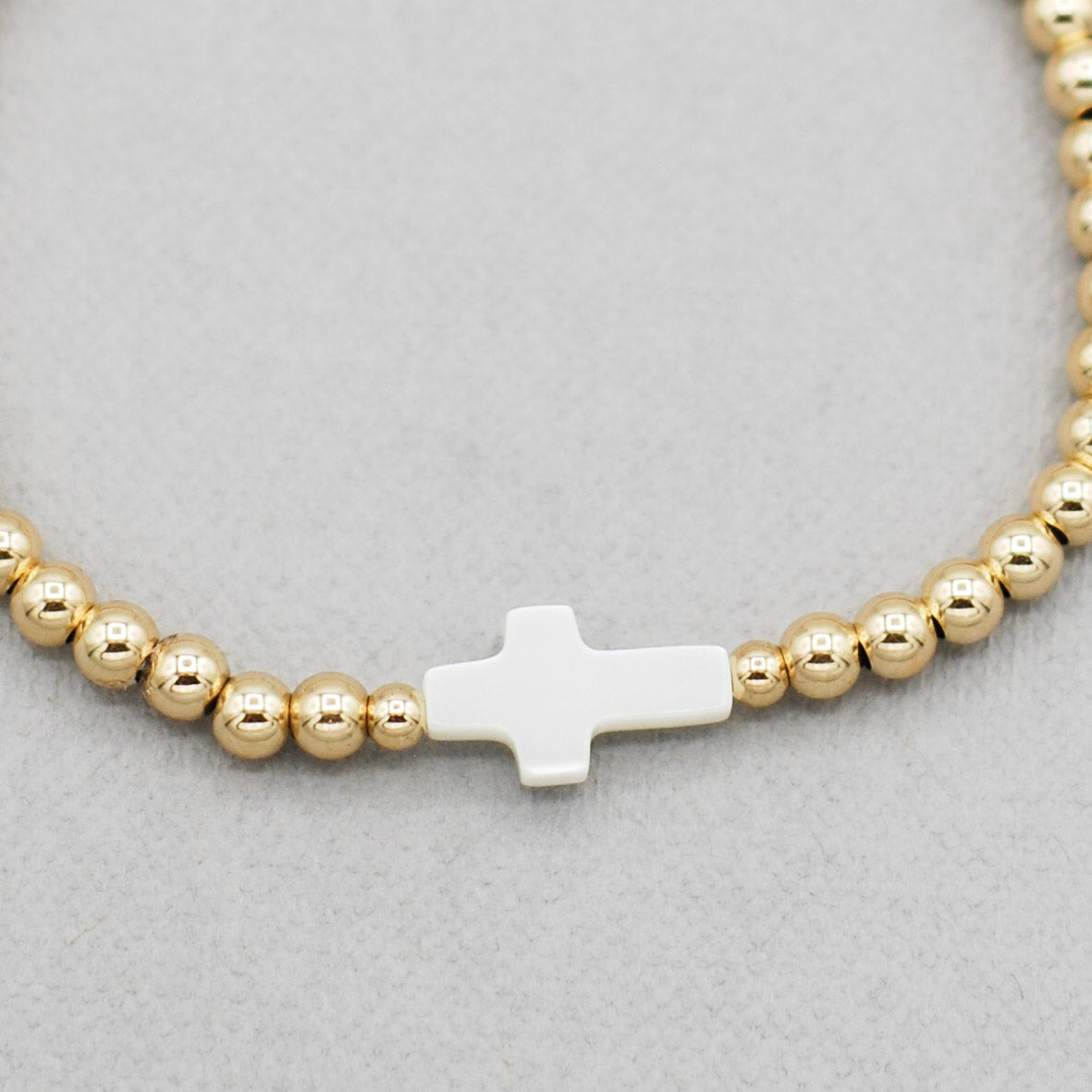 Beaded Lux & Mother of Pearl Cross Bracelet - Jewel Ya