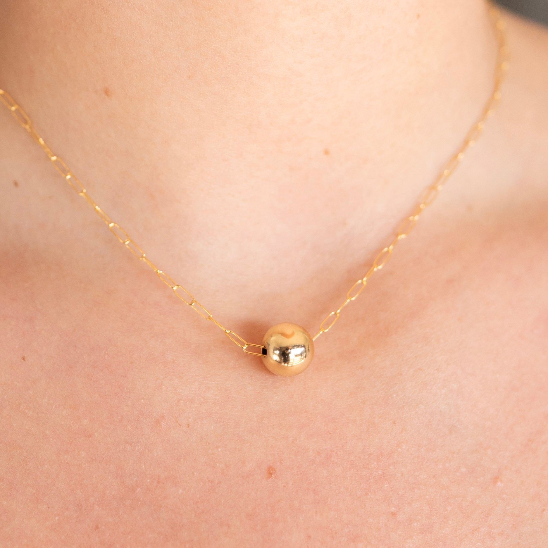 14k Gold Filled Paperclip & Beaded Lux Necklace