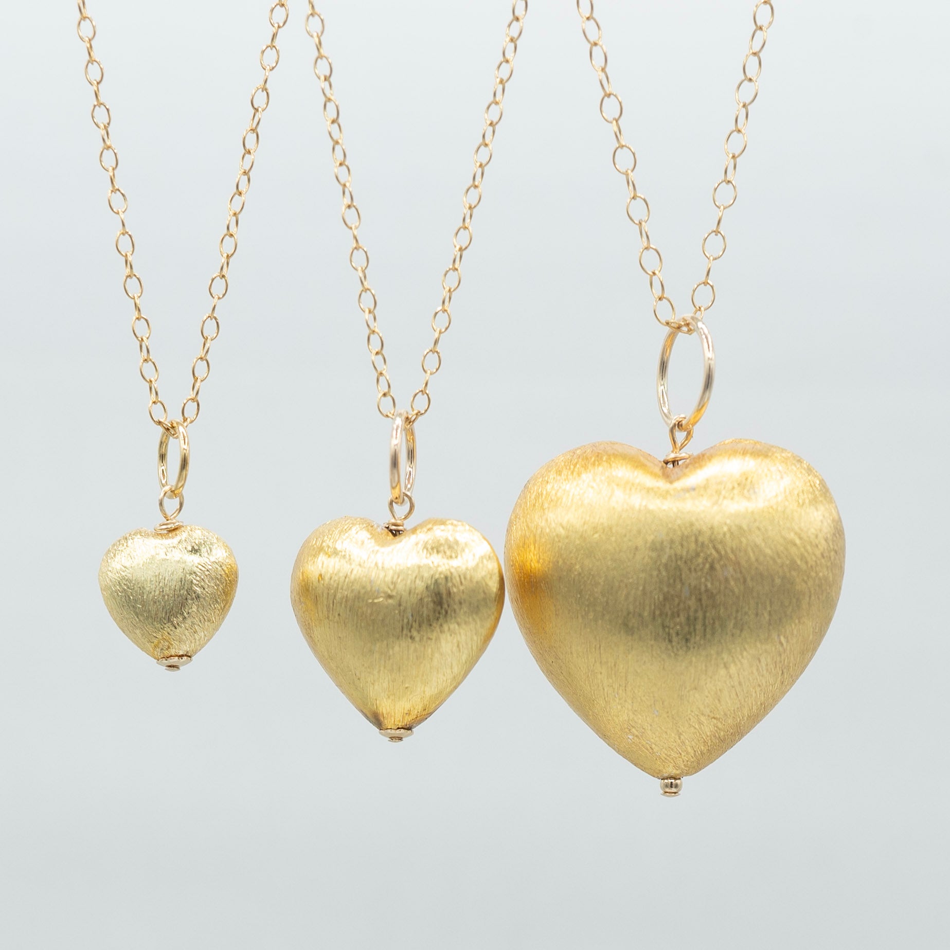 Brushed Gold Puffy Heart Pendant