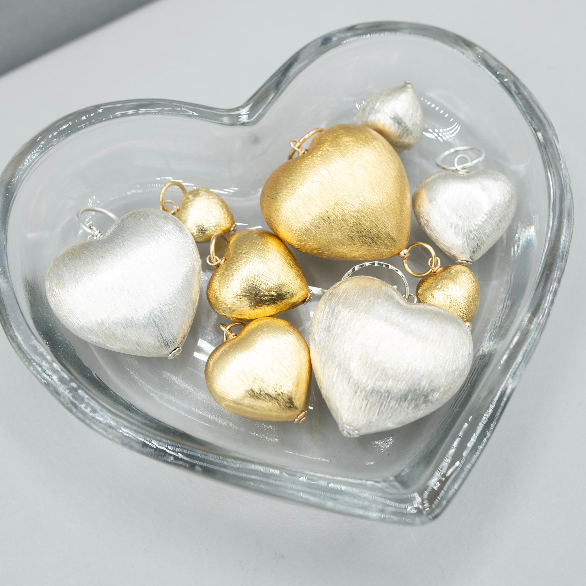 Brushed Gold Puffy Heart Pendant