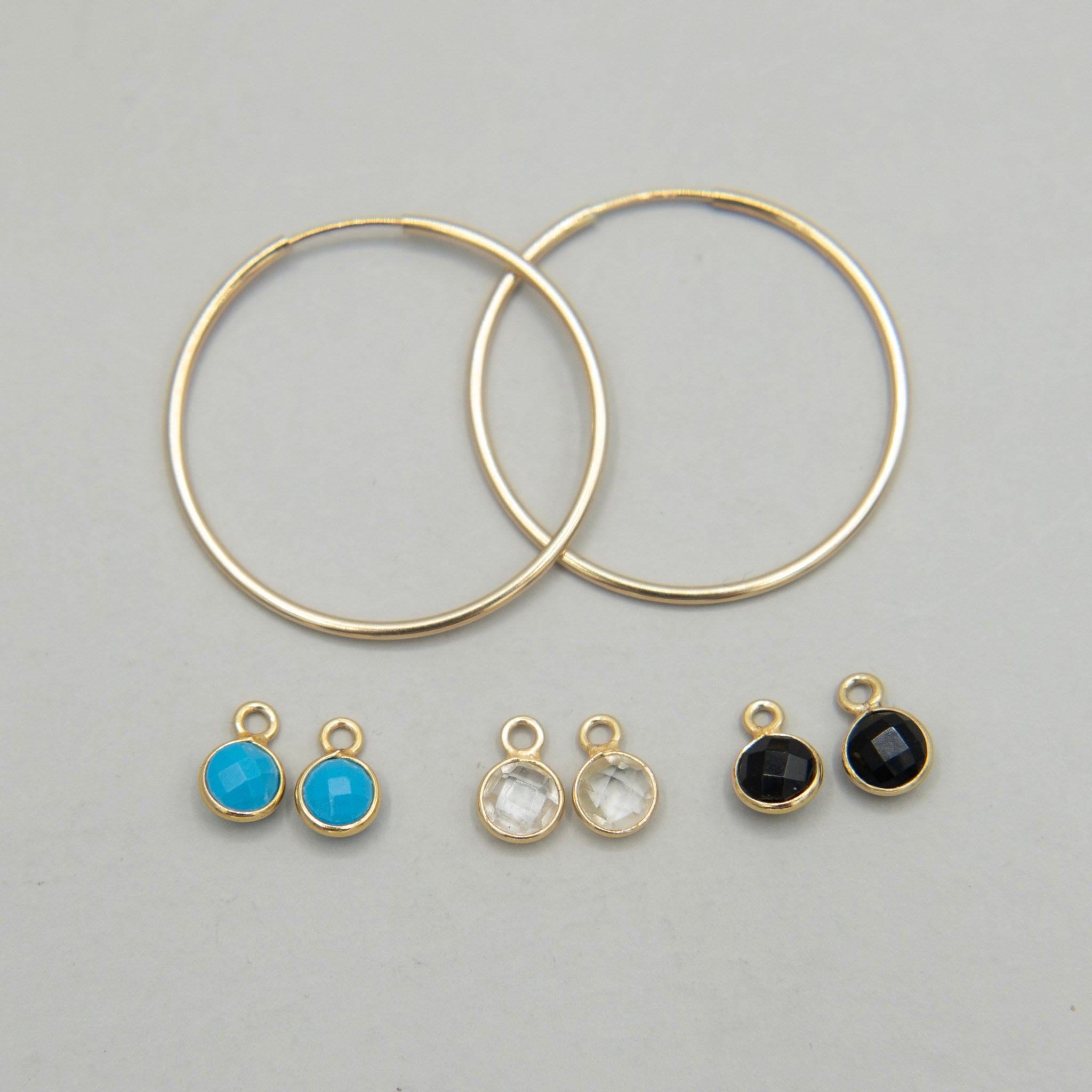 Hoop Earring & Bezel Drop Set