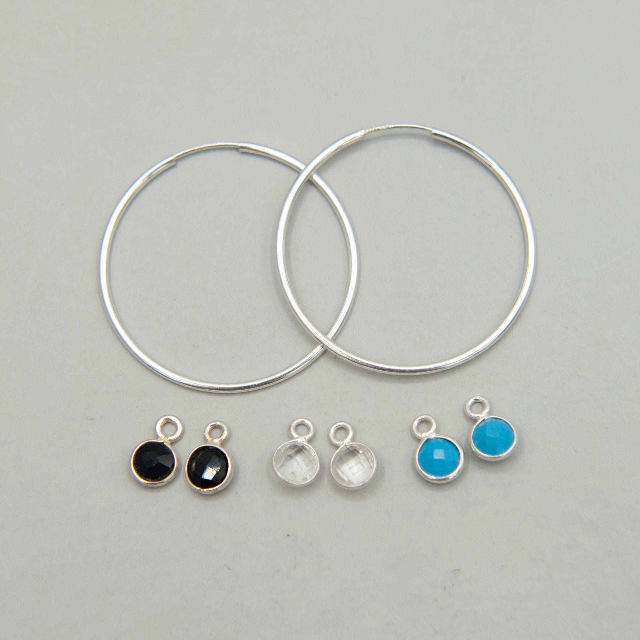 Hoop Earring & Bezel Drop Set