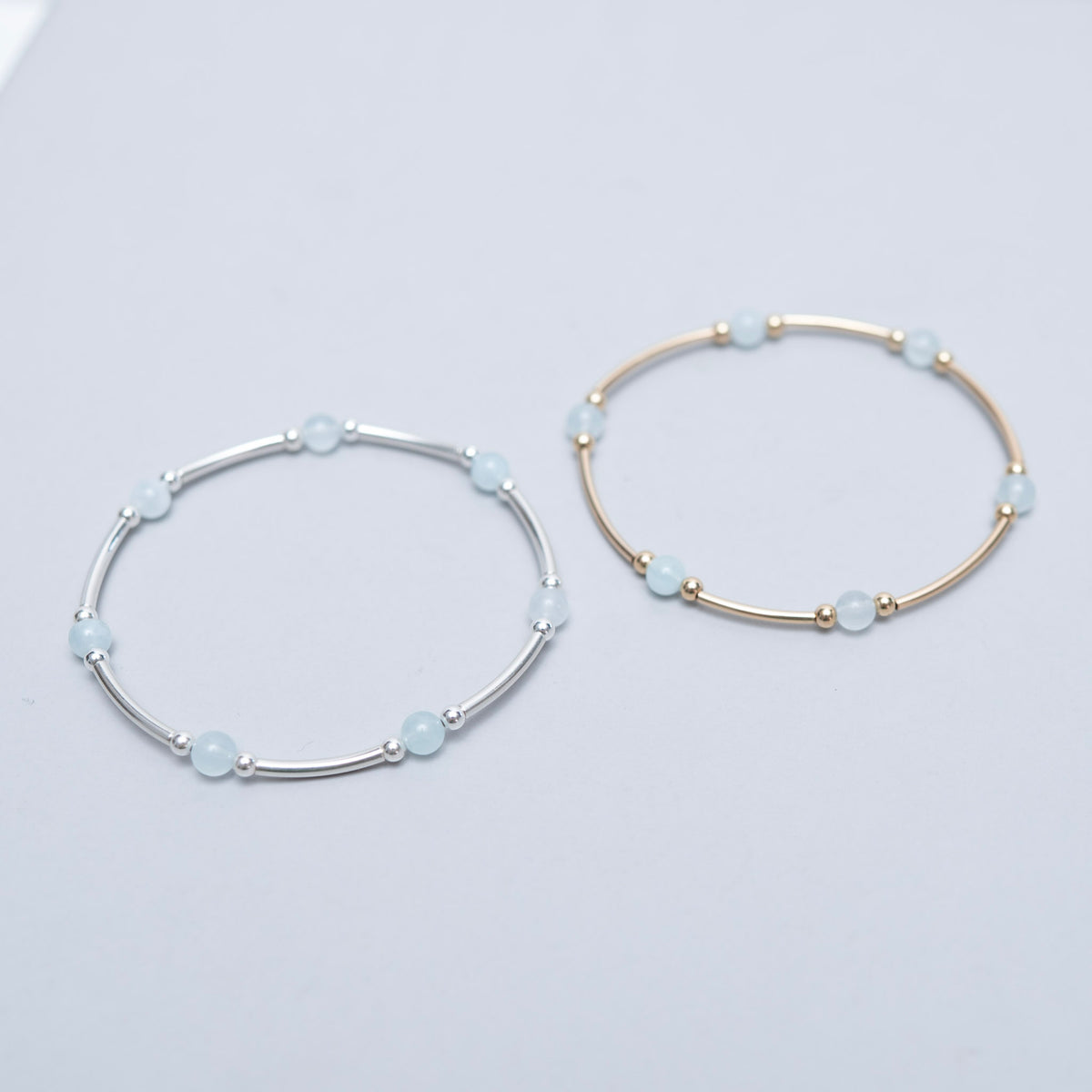 March Aquamarine Beaded Lux Tube Bracelet