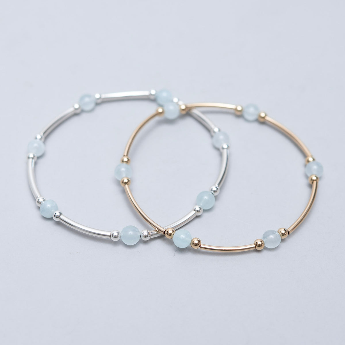 March Aquamarine Beaded Lux Tube Bracelet