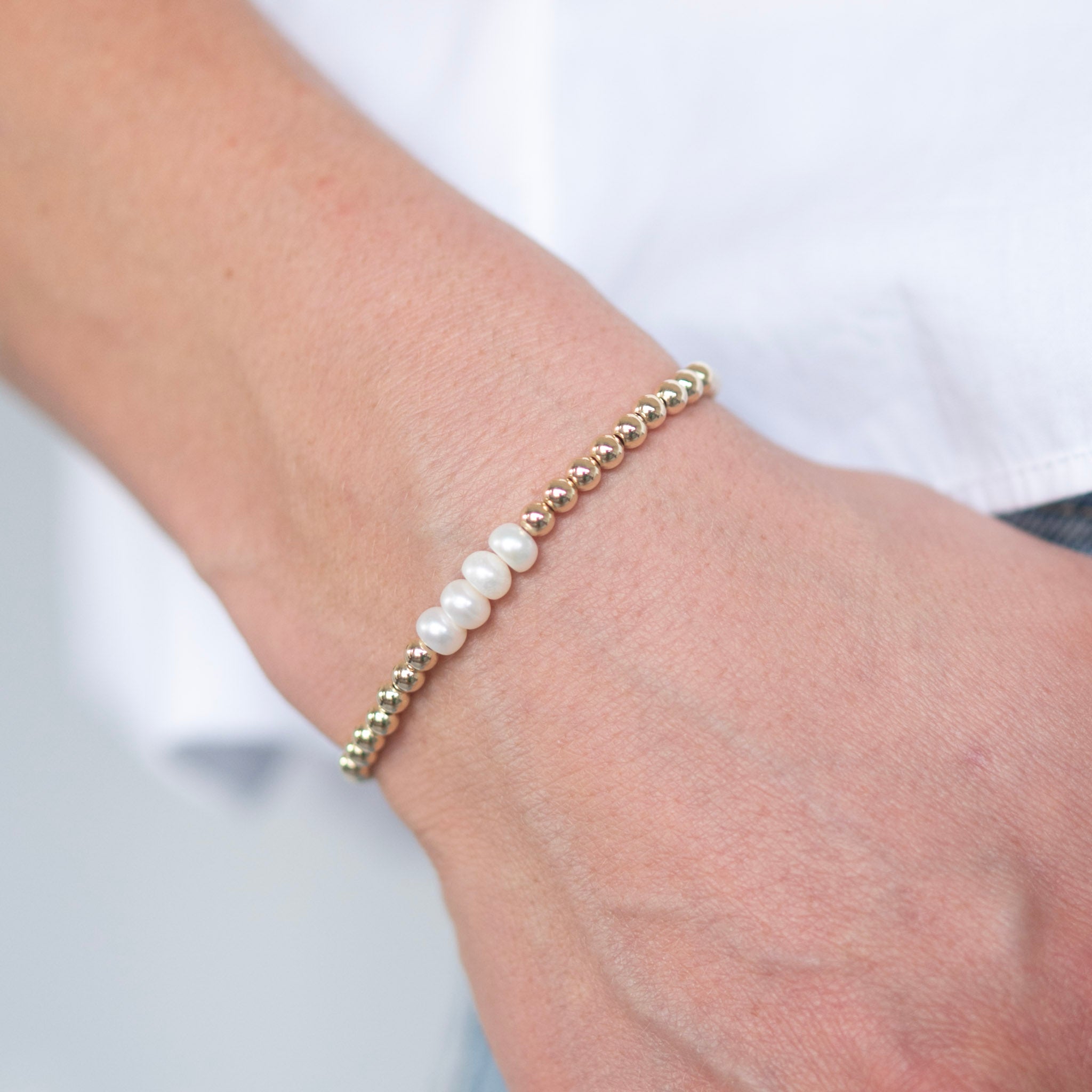 4mm Custom Milestone Freshwater Pearl & Beaded Lux Bracelet - Jewel Ya