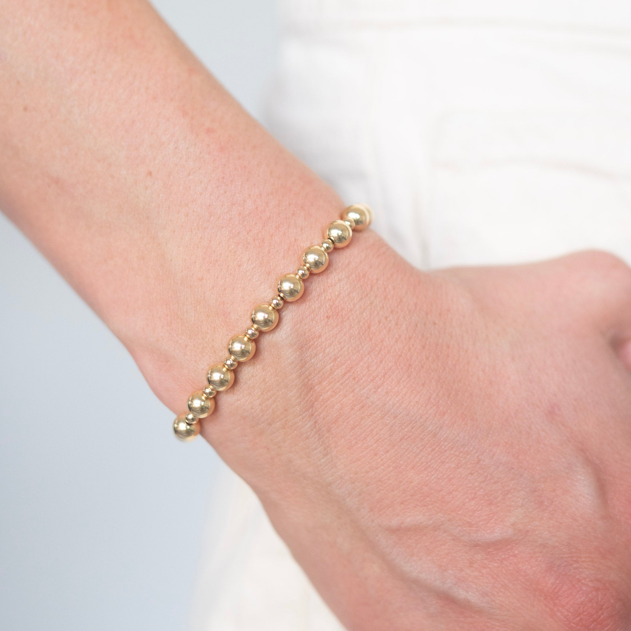 6mm Alternating 14k Gold Filled Beaded Bracelet