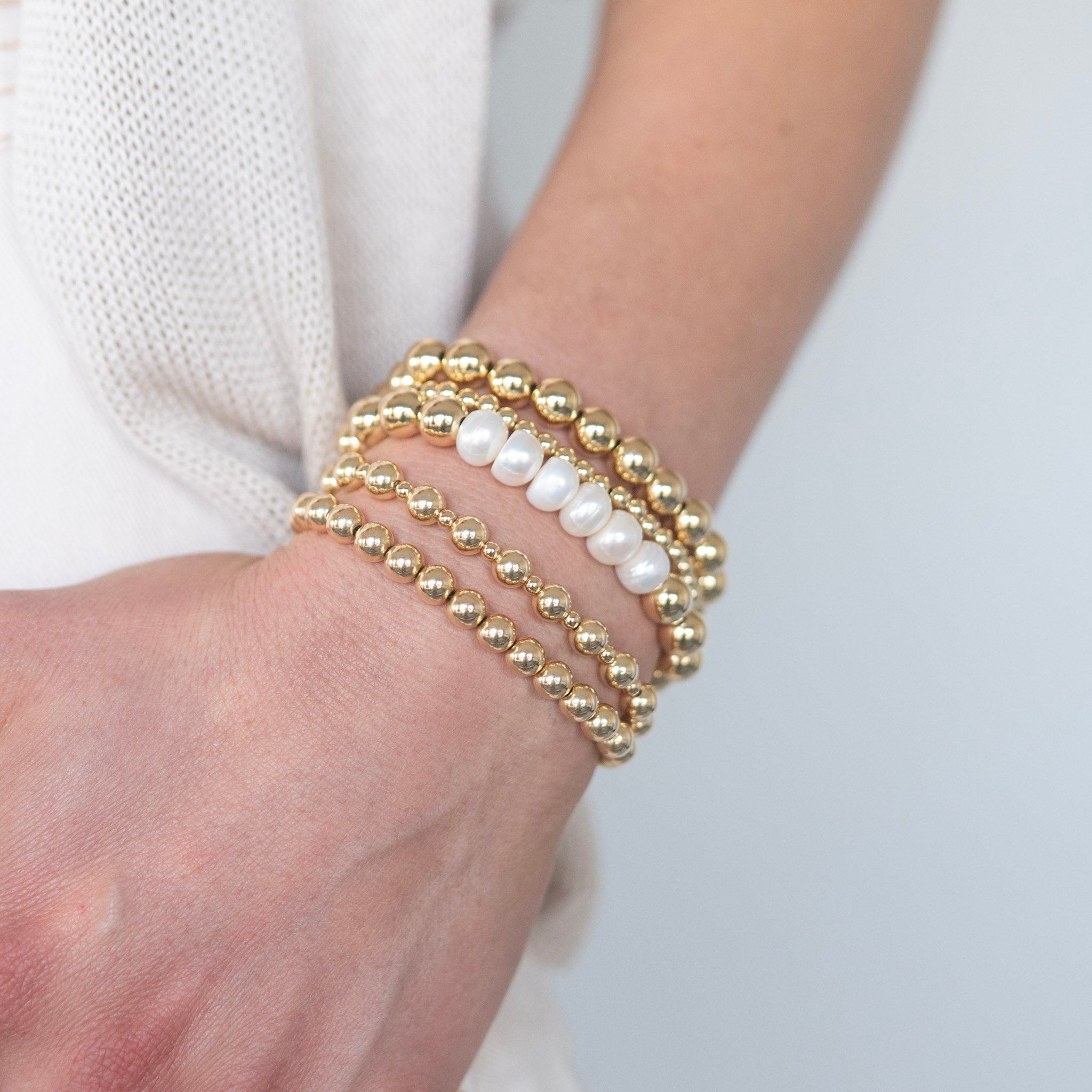 10mm Custom Milestone Freshwater Pearl & Beaded Lux Bracelet - Jewel Ya