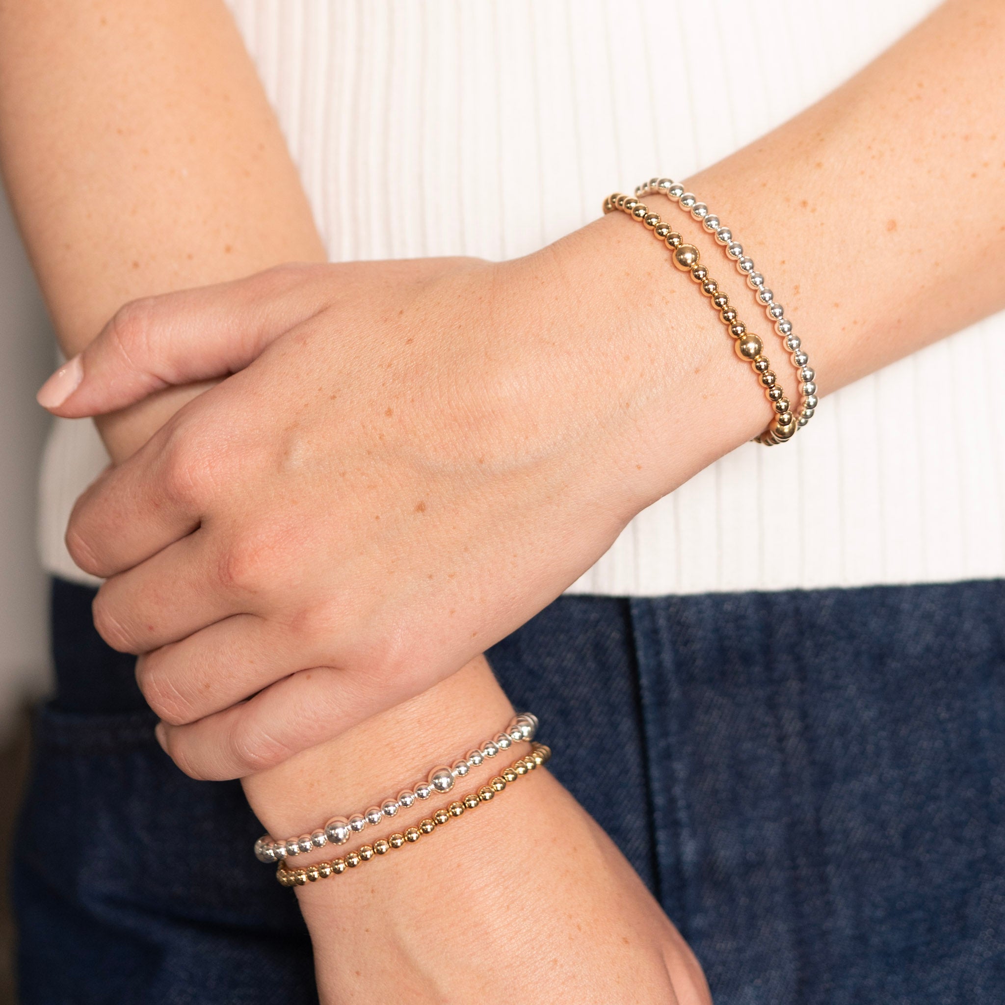 4mm Beaded Lux Station Bracelet
