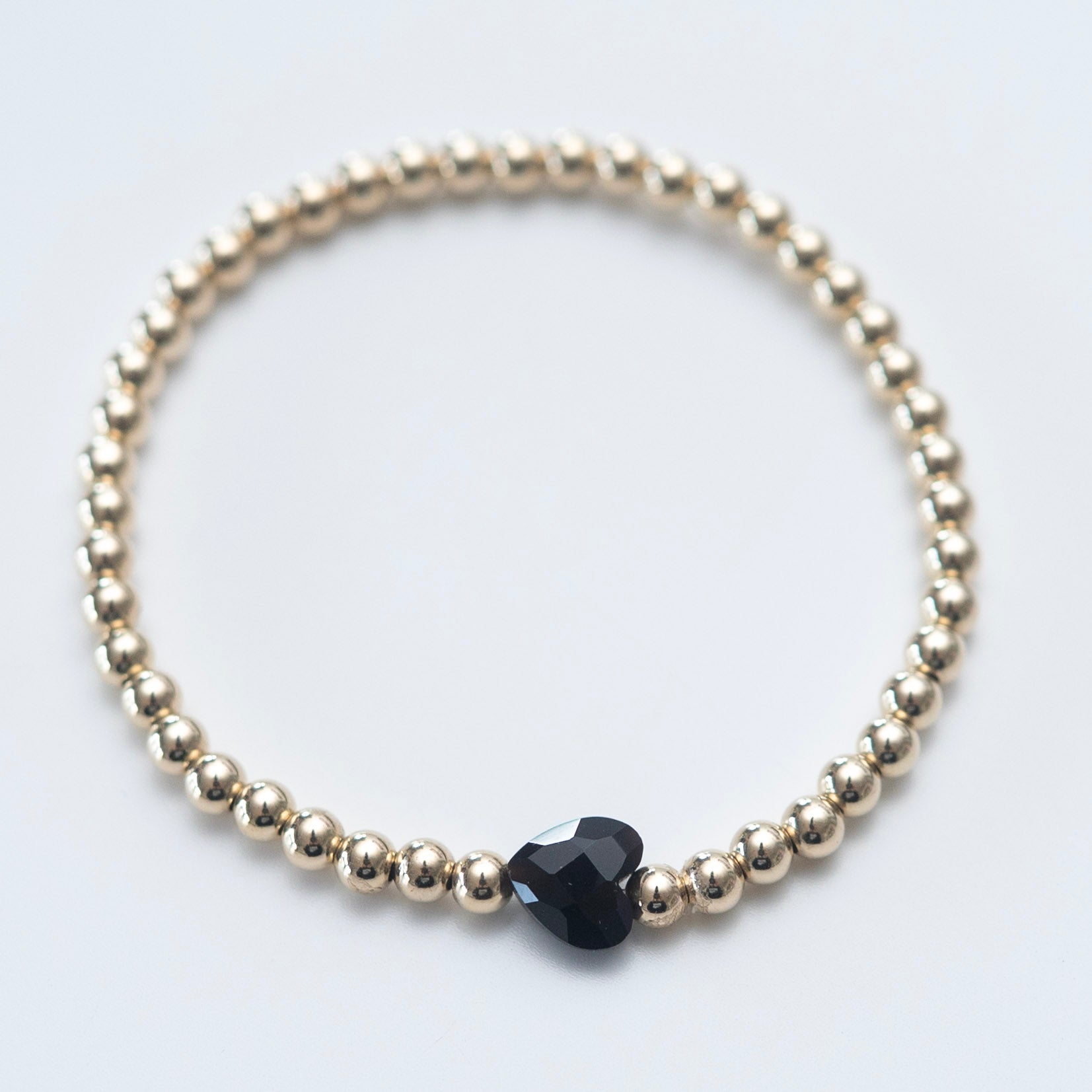 Beaded Lux & Black Onyx Heart Bracelet