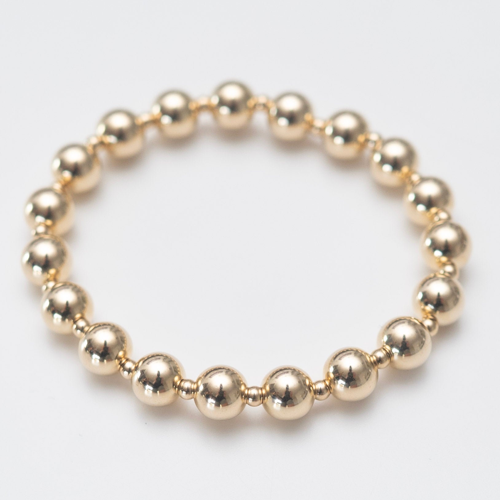 8mm Alternating 14k Gold Filled Beaded Bracelet