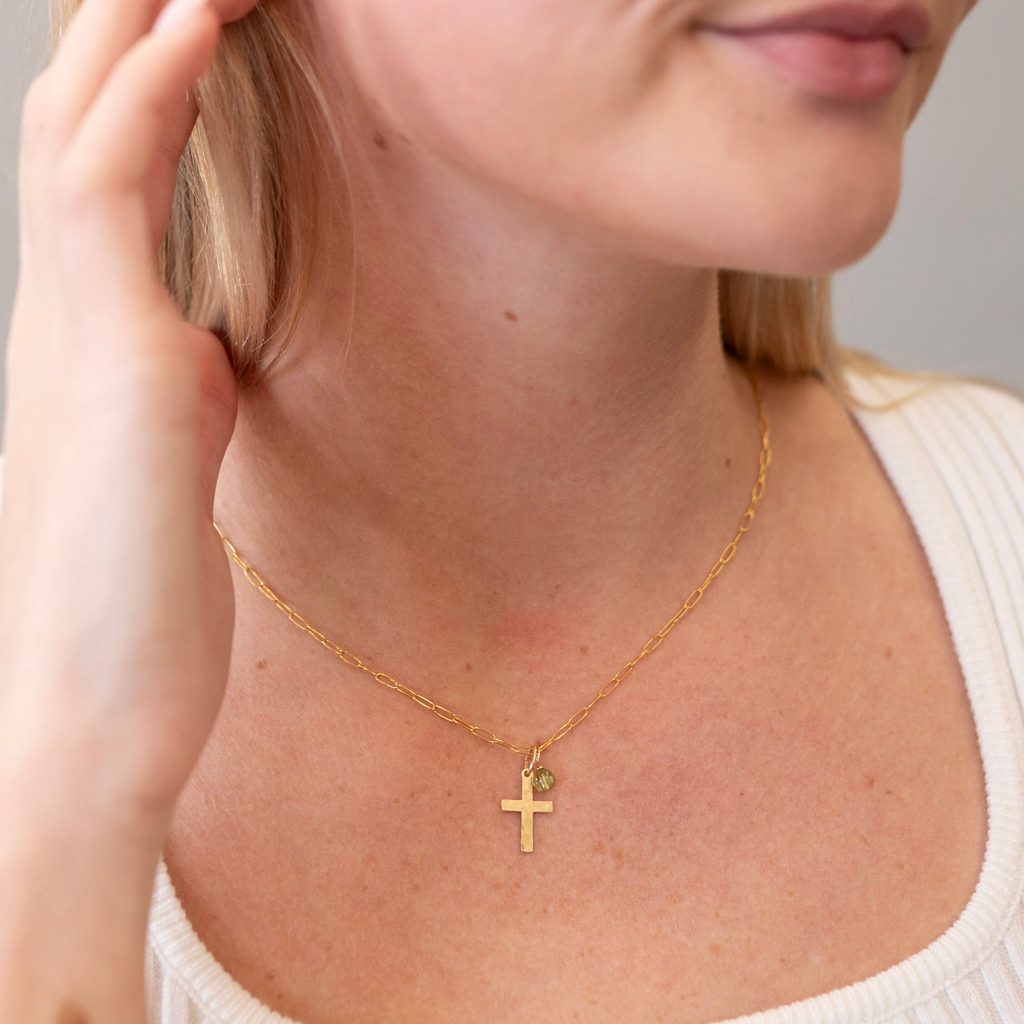 Custom Cross Birthstone Charm Necklace Set - Jewel Ya