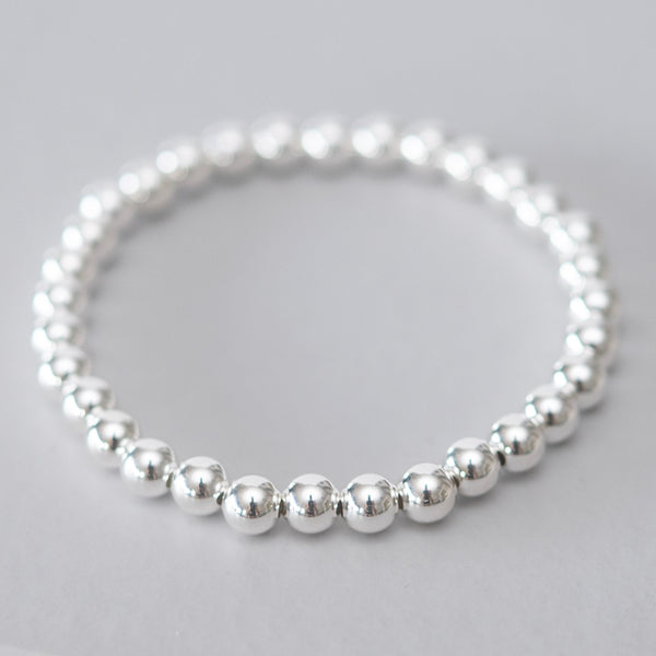 アクセサリー Silver Beaded Bracelet / Medium 6mm Sterling Silver Beaded Bracelet | Jewel Ya