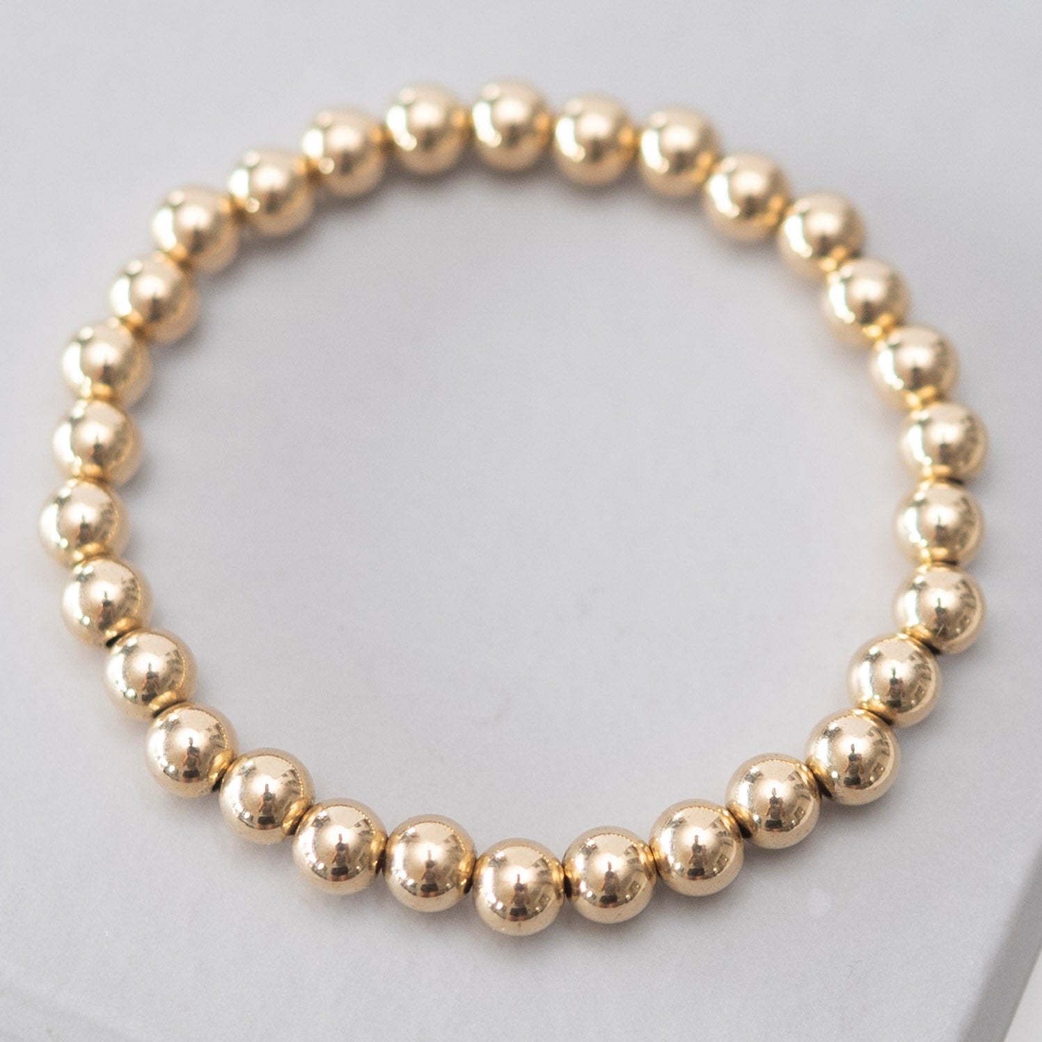 6mm 14k Gold Filled Beaded Bracelet