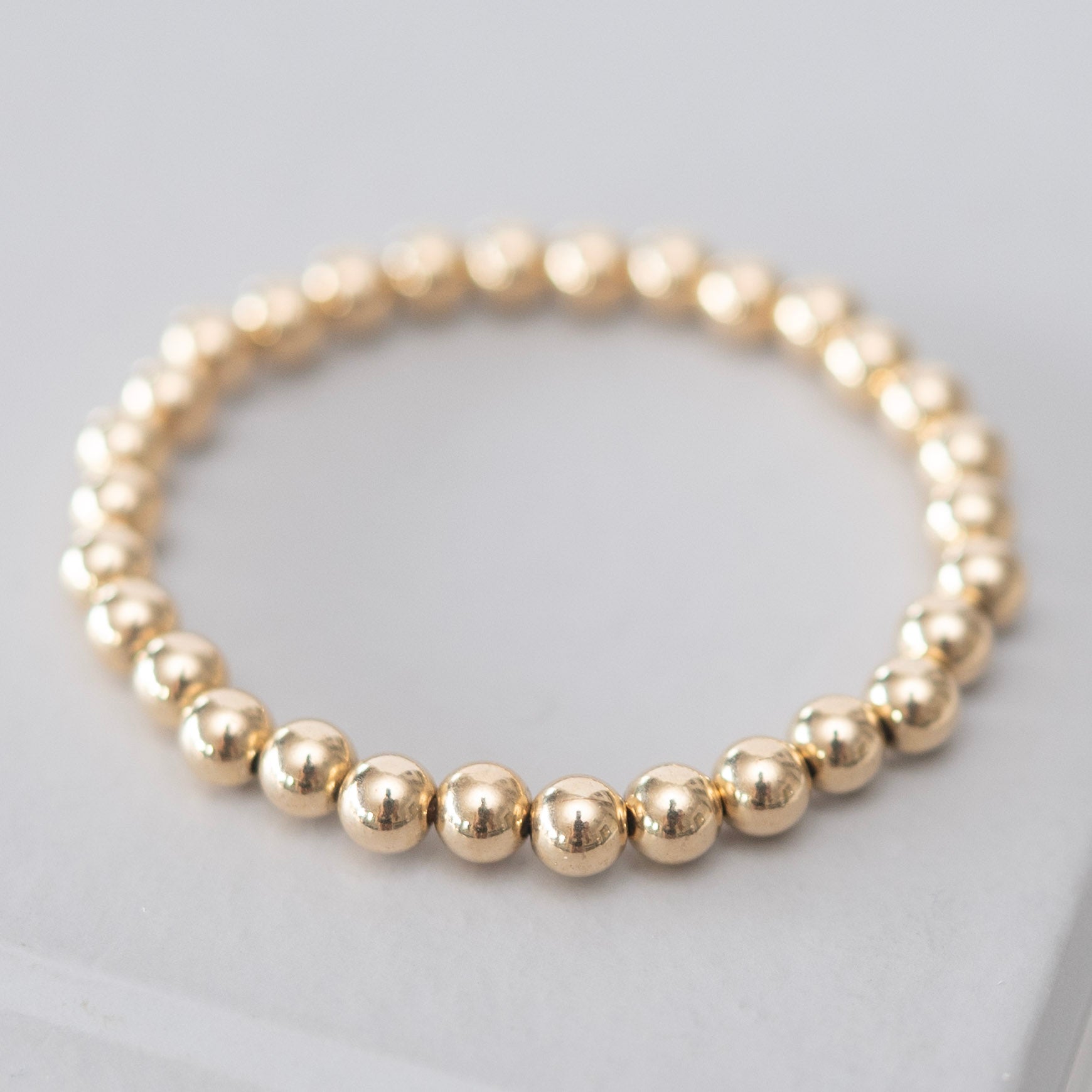 6mm 14k Gold Filled Beaded Bracelet