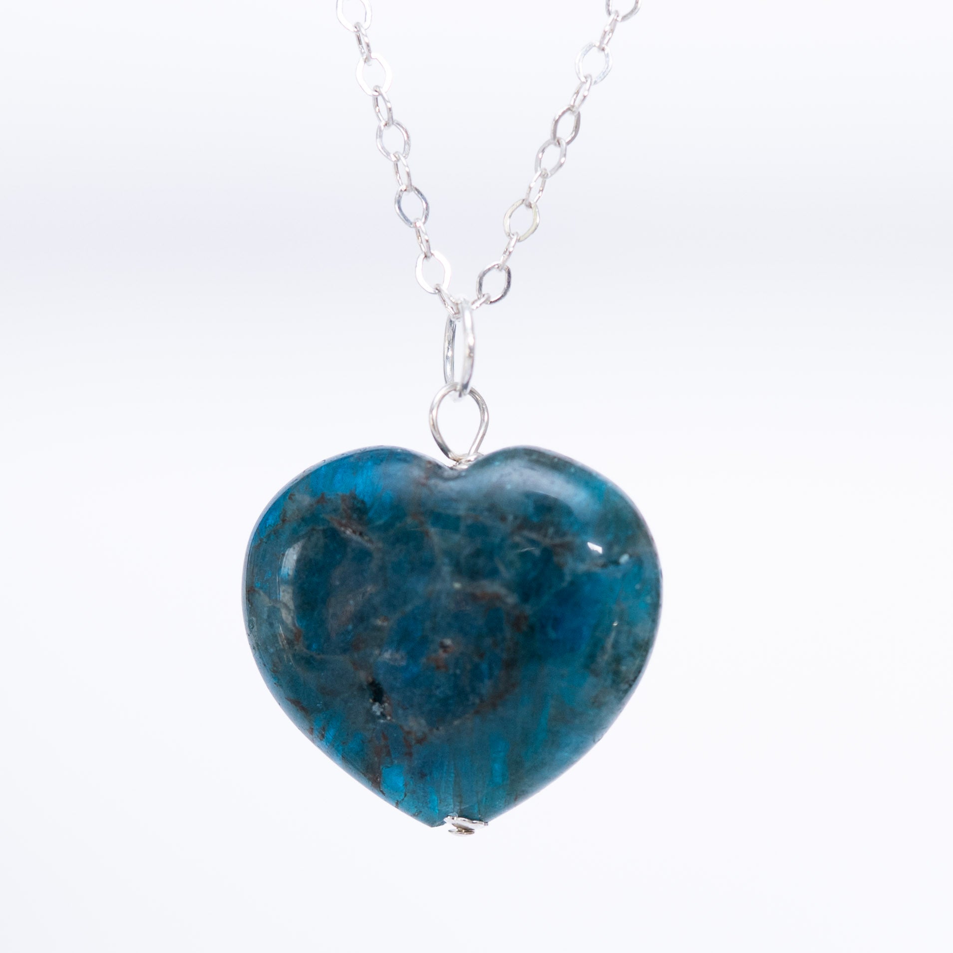 Blue Apatite Puffy Heart Pendant