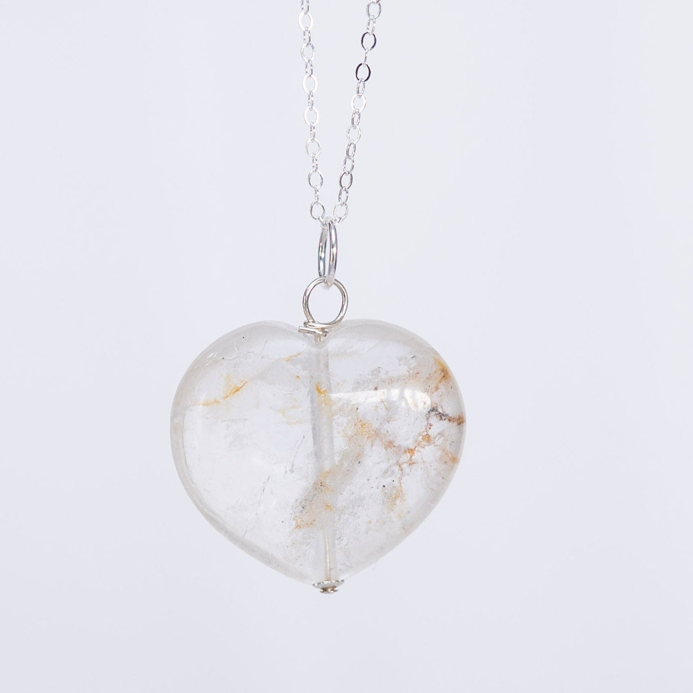 Crystal Quartz Puffy Heart Pendant