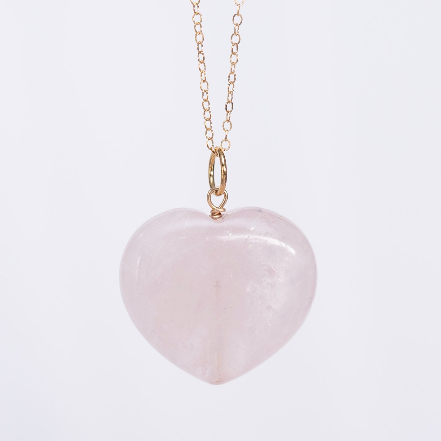 Rose Quartz Puffy Heart Pendant