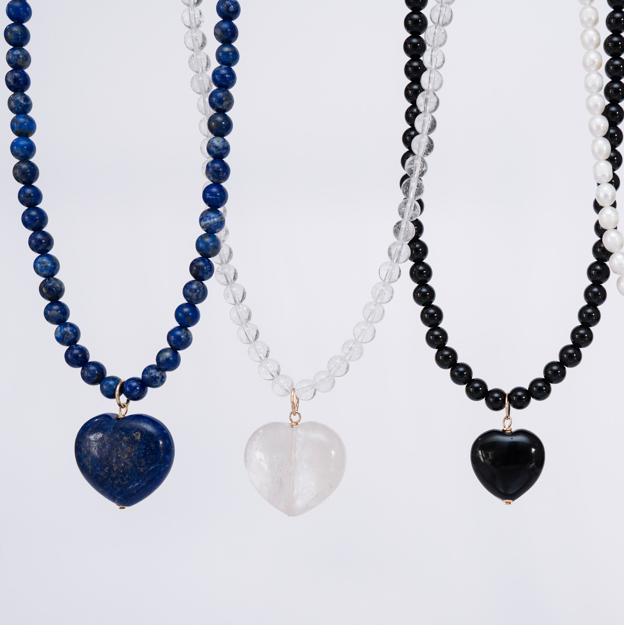 Black Onyx Beaded Heart Necklace