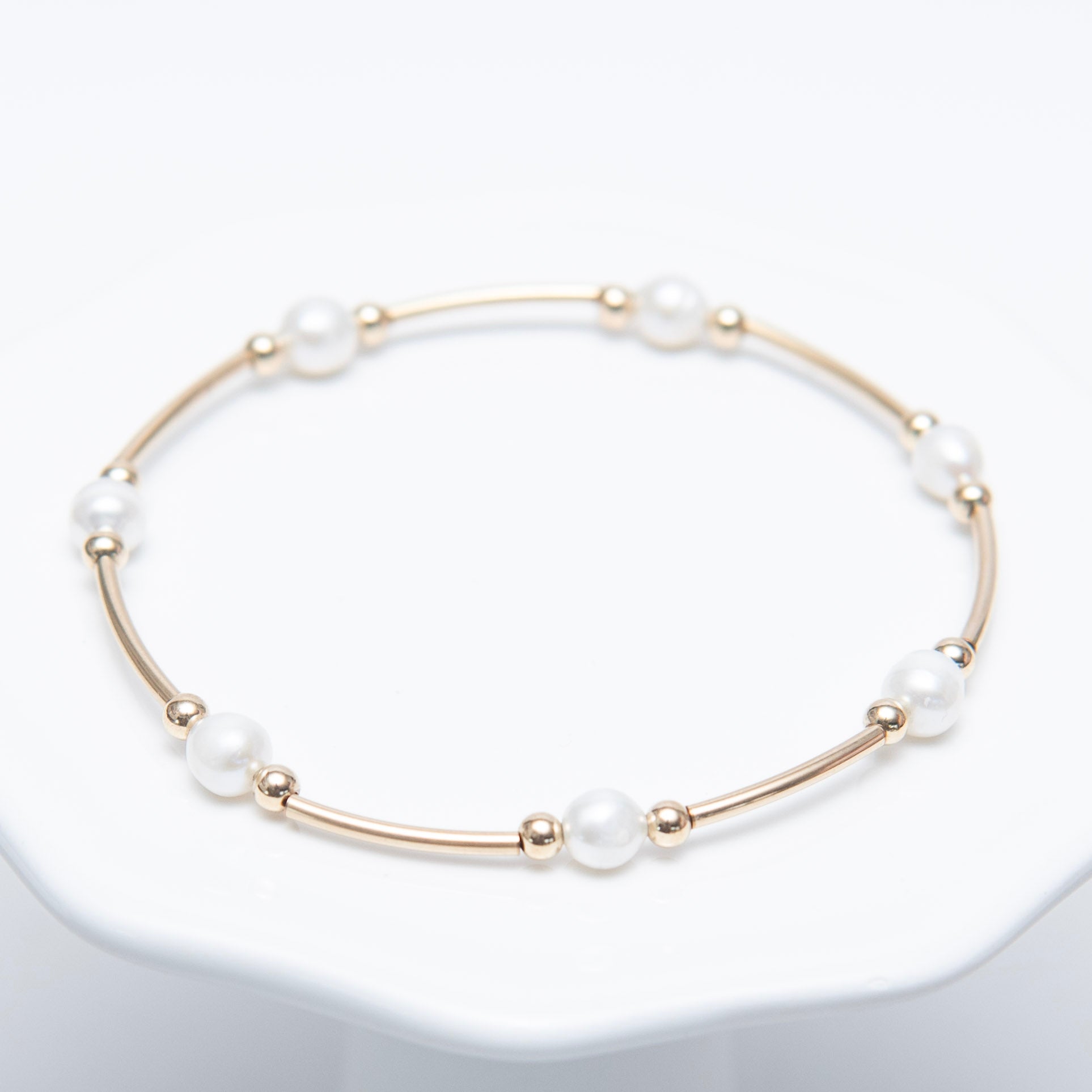 June Freshwater Pearl Beaded Lux Tube Bracelet - Jewel Ya